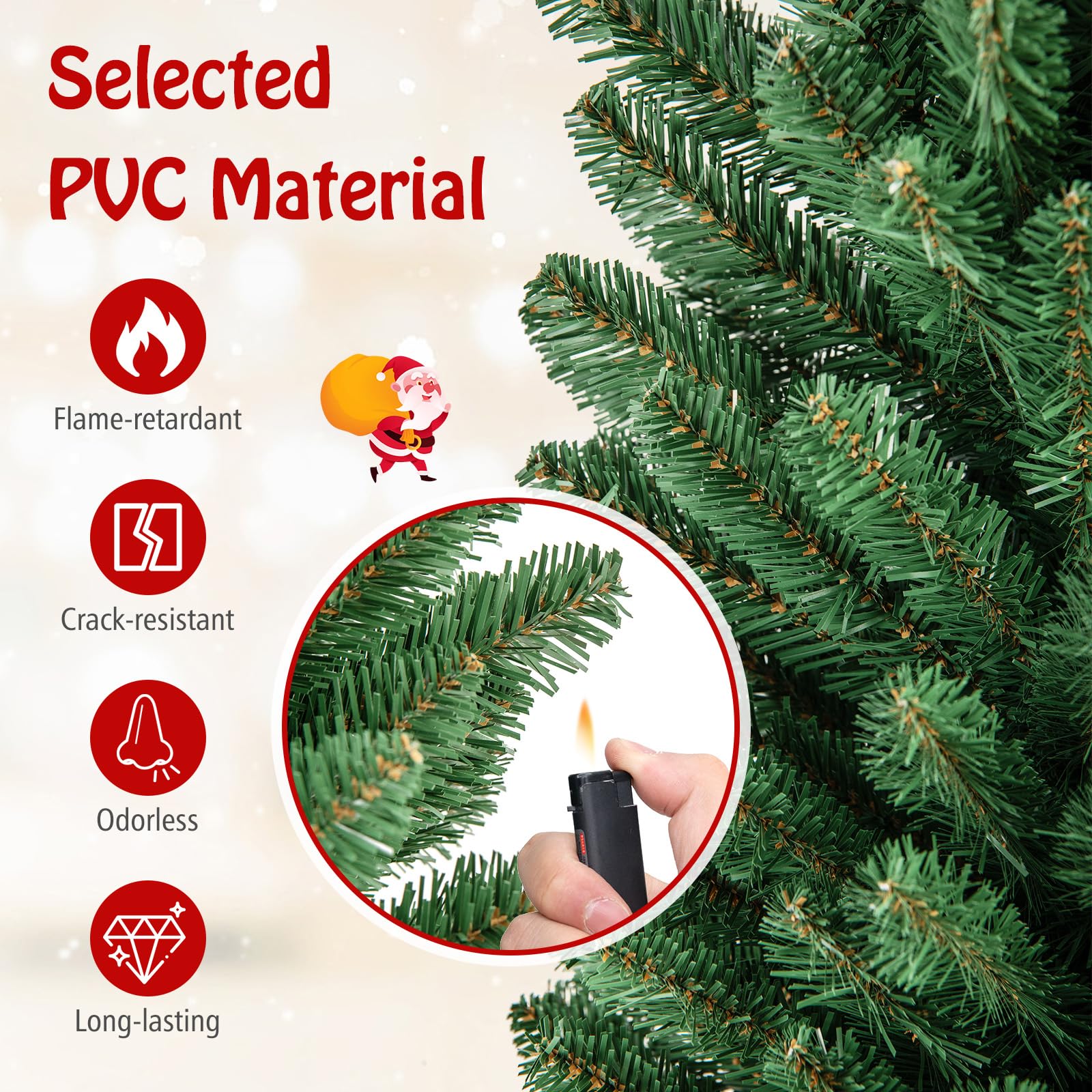 Goplus 5ft / 6ft / 7ft / 8ft Artificial Skinny Xmas Tree with Quick Shape Technology - Image 5