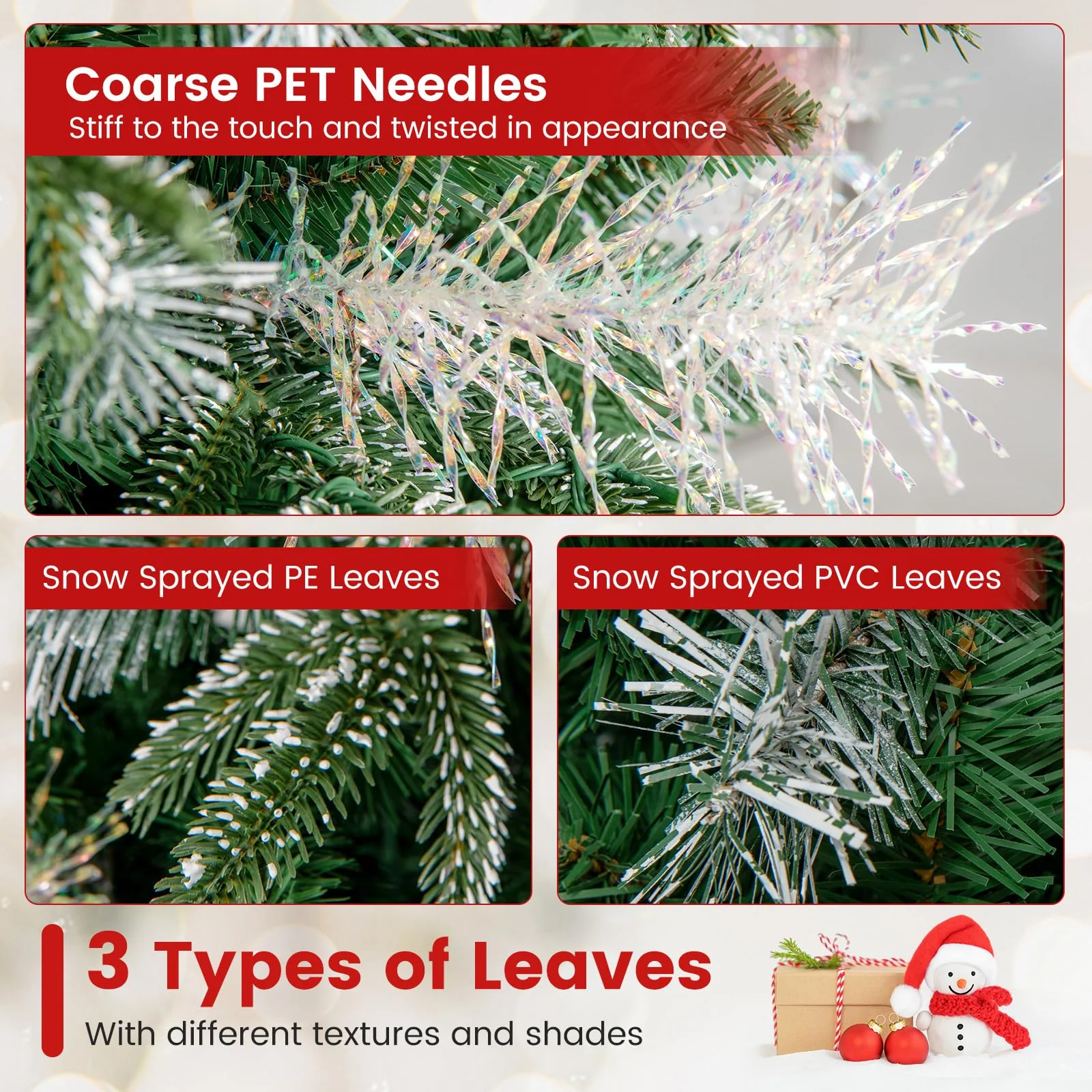 Goplus 5FT / 6FT / 7FT Pre-Lit Artificial Christmas Tree with LED Lights Pine Cones Berries - Image 4