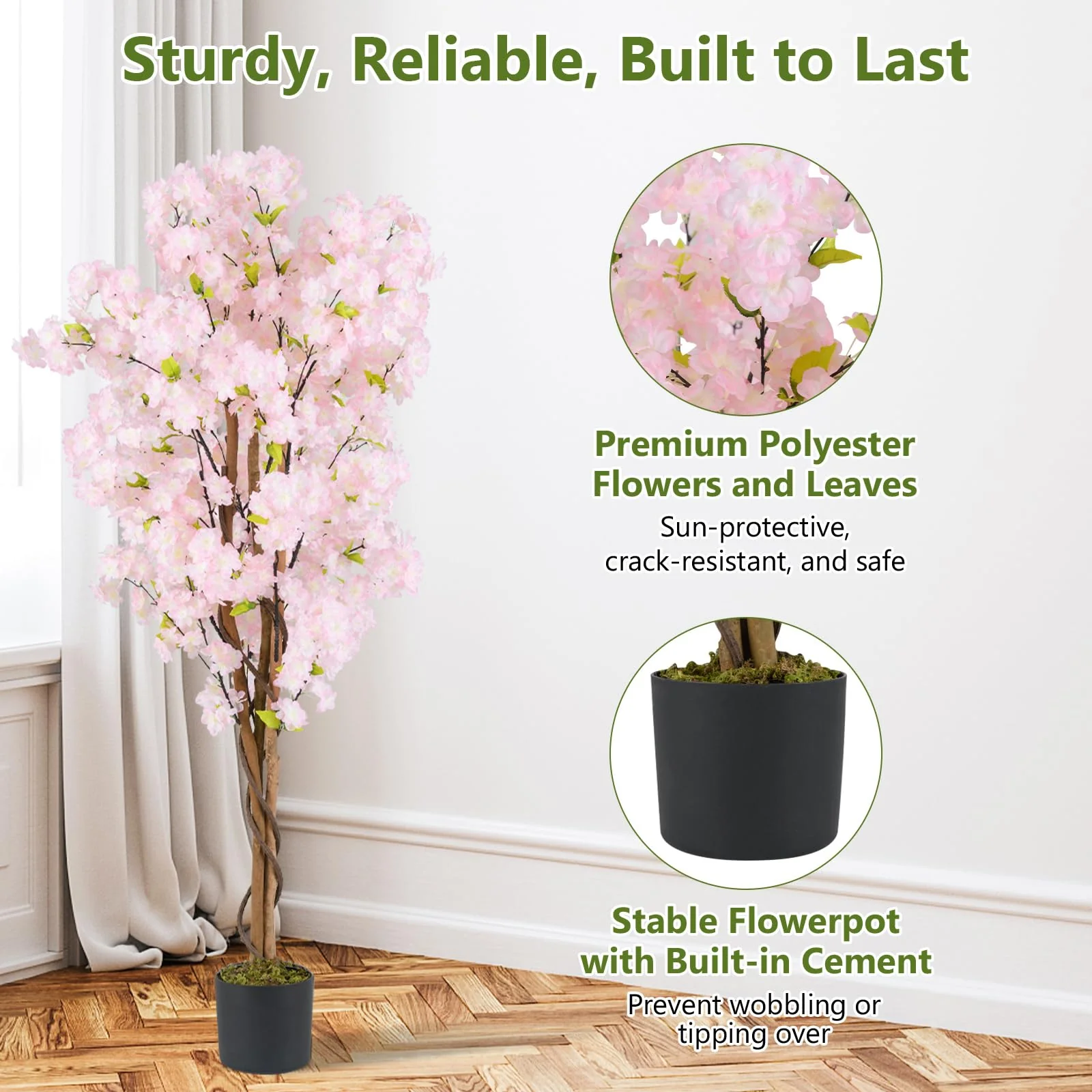 Goplus 5FT Artificial Cherry Blossom Tree - Image 4