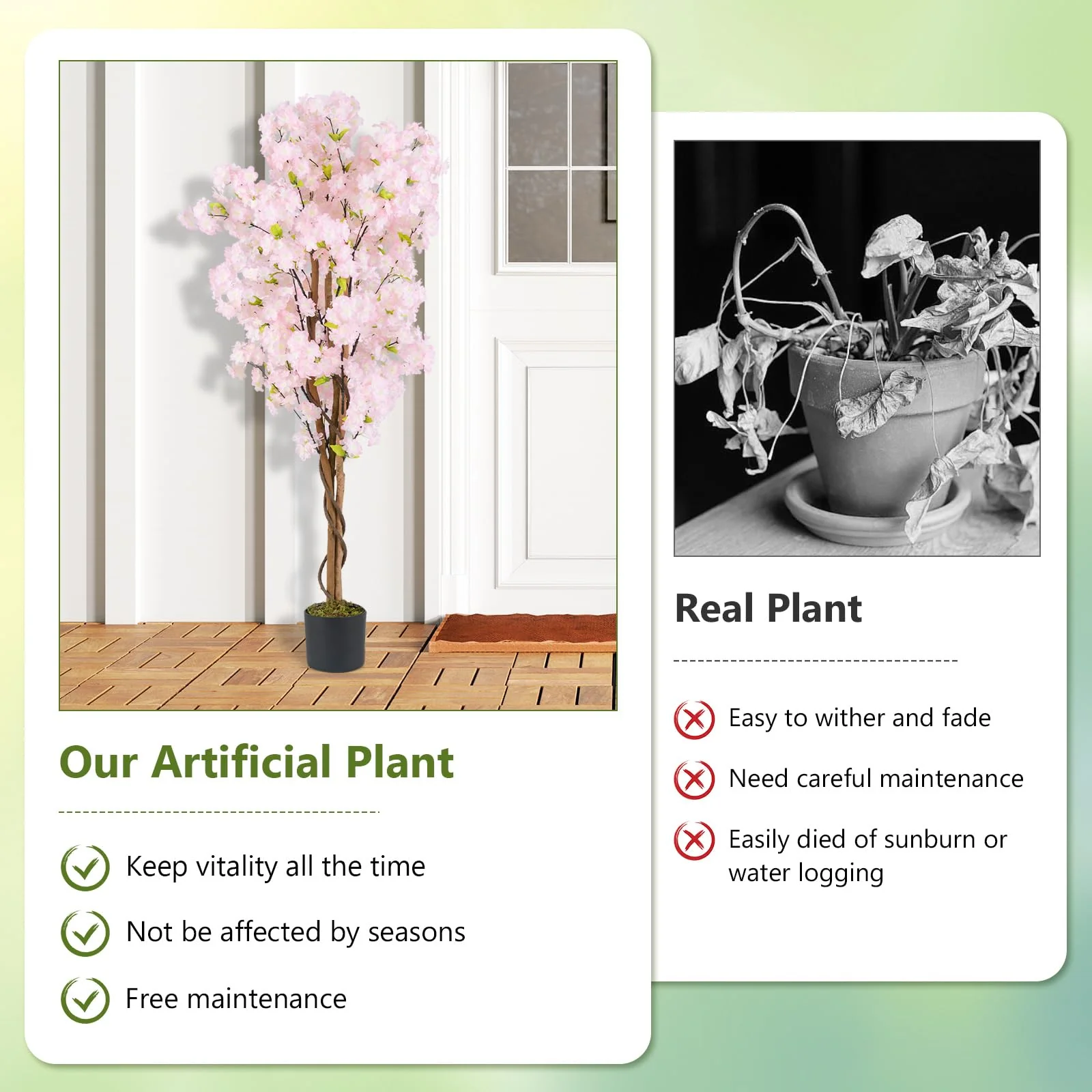 Goplus 5FT Artificial Cherry Blossom Tree - Image 6