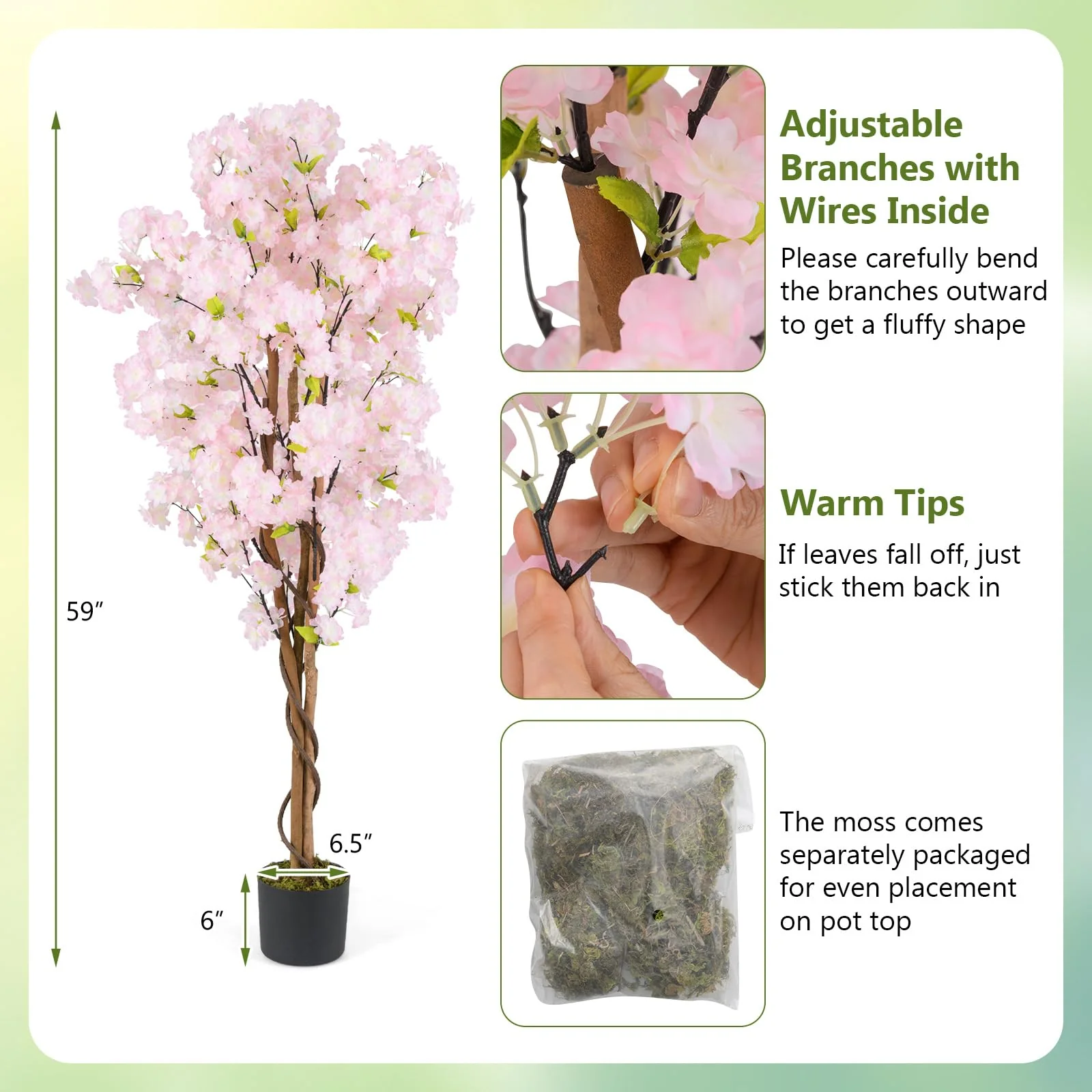 Goplus 5FT Artificial Cherry Blossom Tree - Image 7