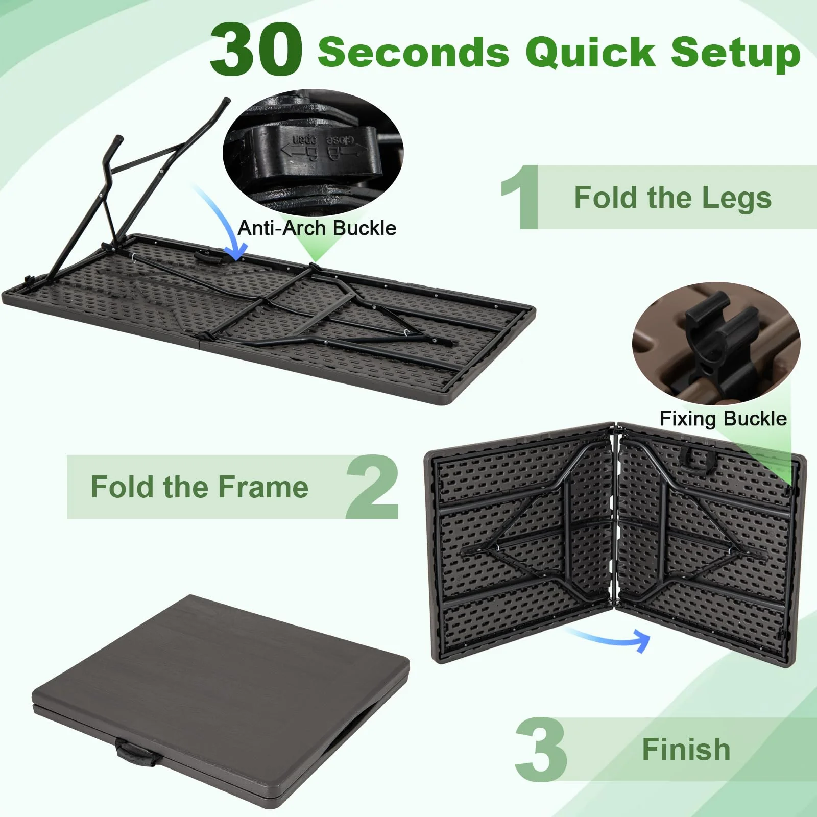 Goplus 5ft Heavy-Duty Rectangular Folding Table with Handle - Image 6