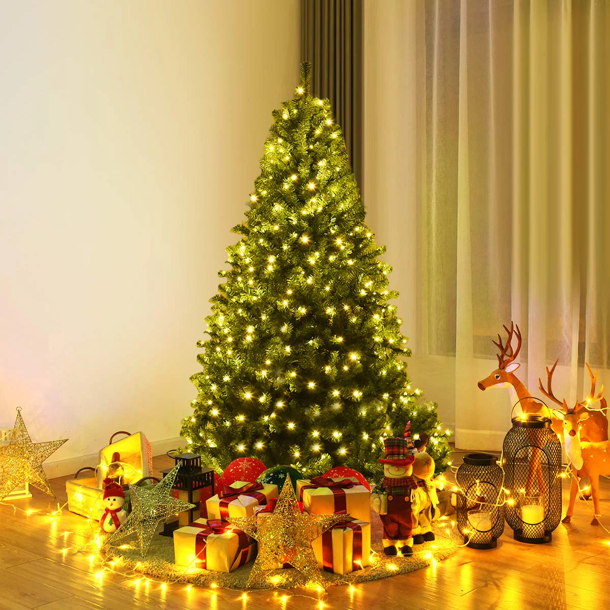 Goplus 5FT Pre-Lit Artificial Christmas Tree - Image 2