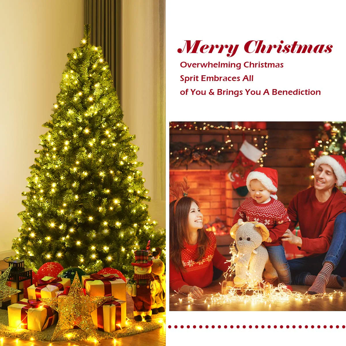 Goplus 5FT Pre-Lit Artificial Christmas Tree - Image 3