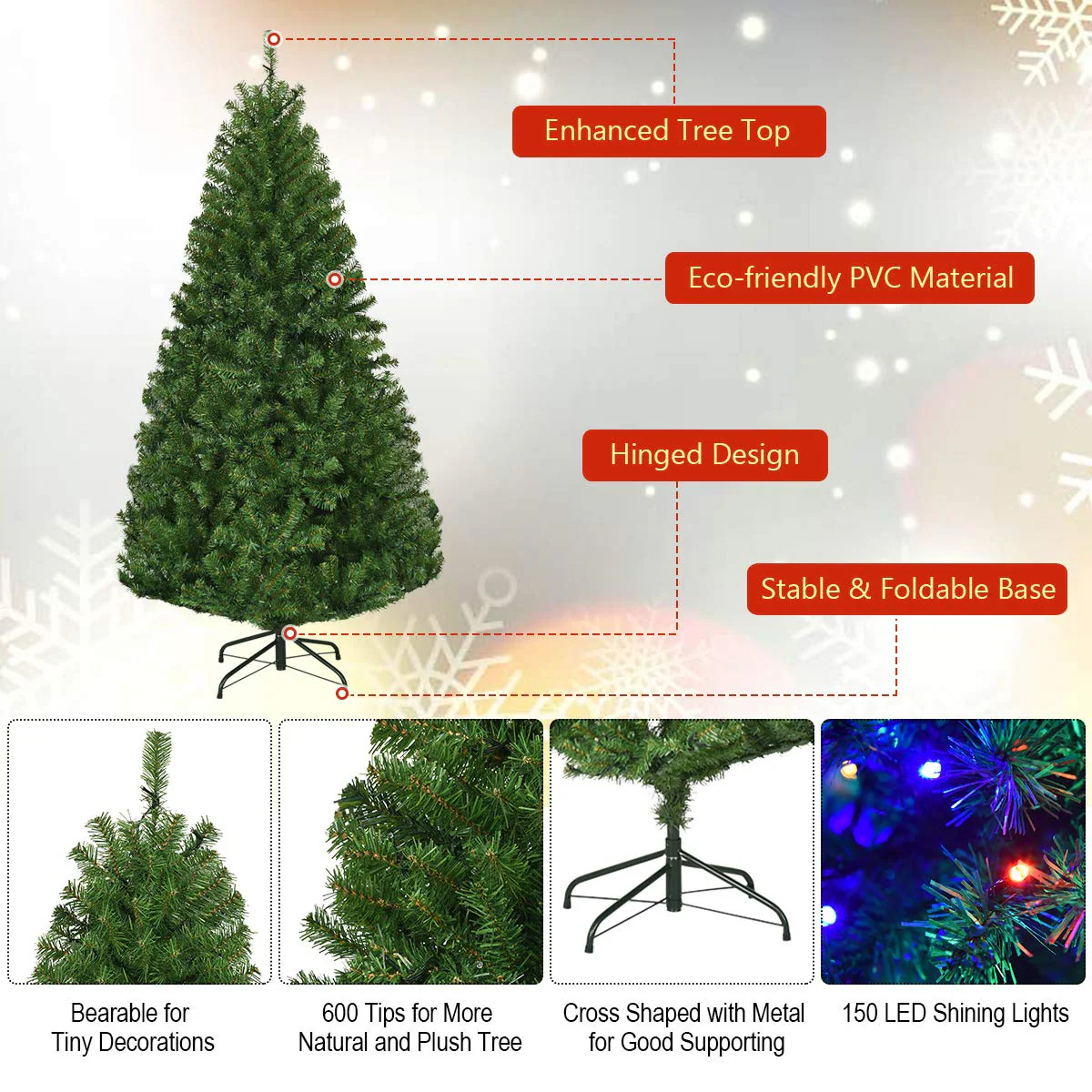 Goplus 5FT Pre-Lit Artificial Christmas Tree - Image 6