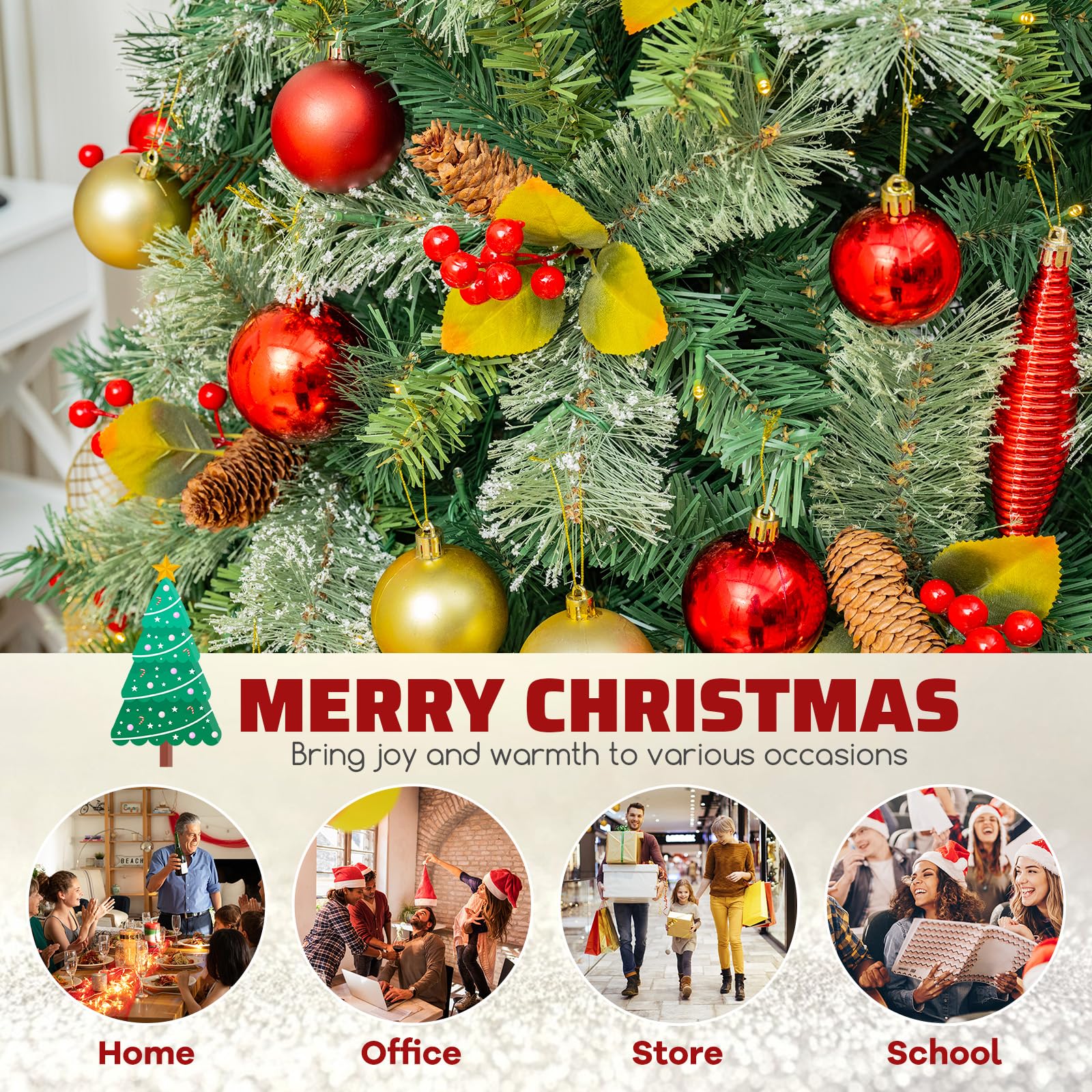 Goplus 5ft Pre-Lit Artificial Christmas Tree, Hinged Xmas Tree with 453 PVC & Pine Needles - Image 8