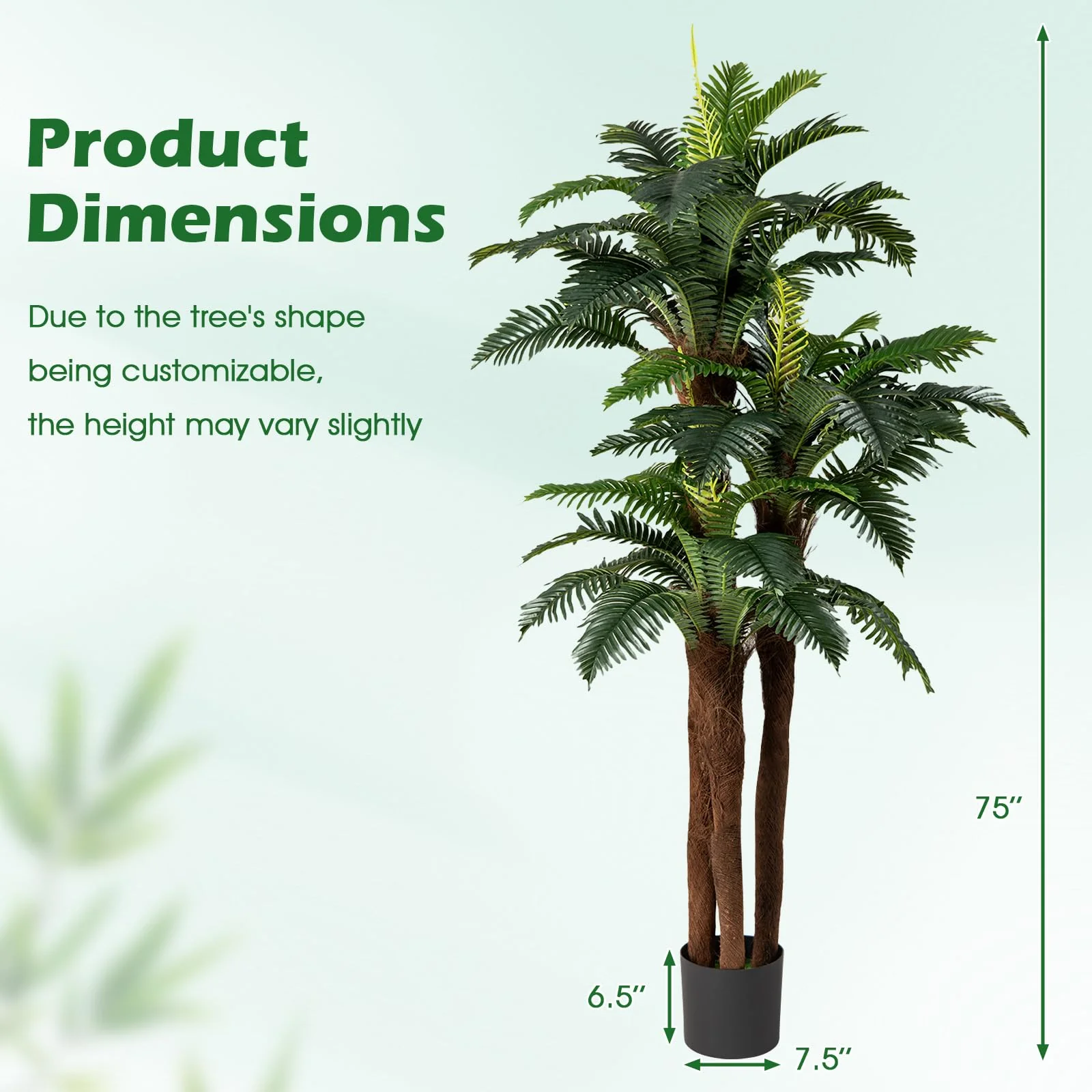 Goplus 6.3 ft Tall Fake Tropical Plant with 45 + 3 Adjustable Leaves 3 Real Barks & Moss (2 Pack) - Image 6