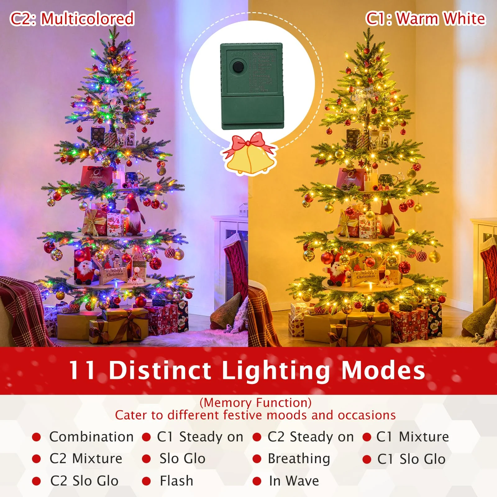 Goplus 6.4 FT Pre-Lit Artificial Christmas Tree with 360° Rotatable Base - Image 2