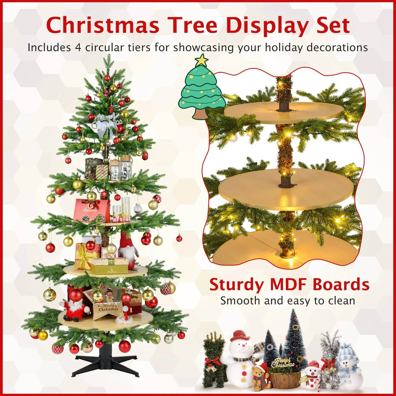 Goplus 6.4 FT Pre-Lit Artificial Christmas Tree with 360° Rotatable Base - Image 4