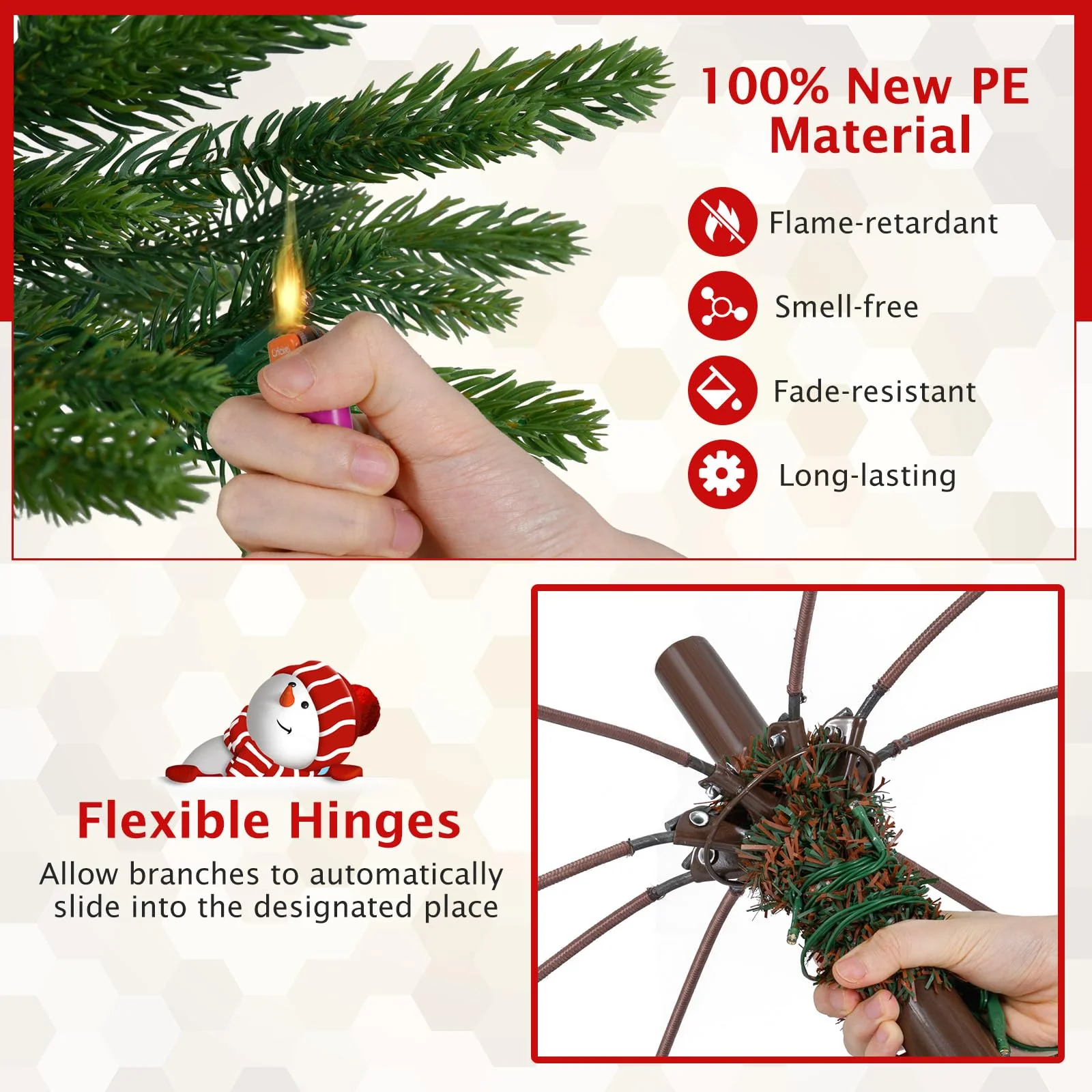 Goplus 6.4 FT Pre-Lit Artificial Christmas Tree with 360° Rotatable Base - Image 6
