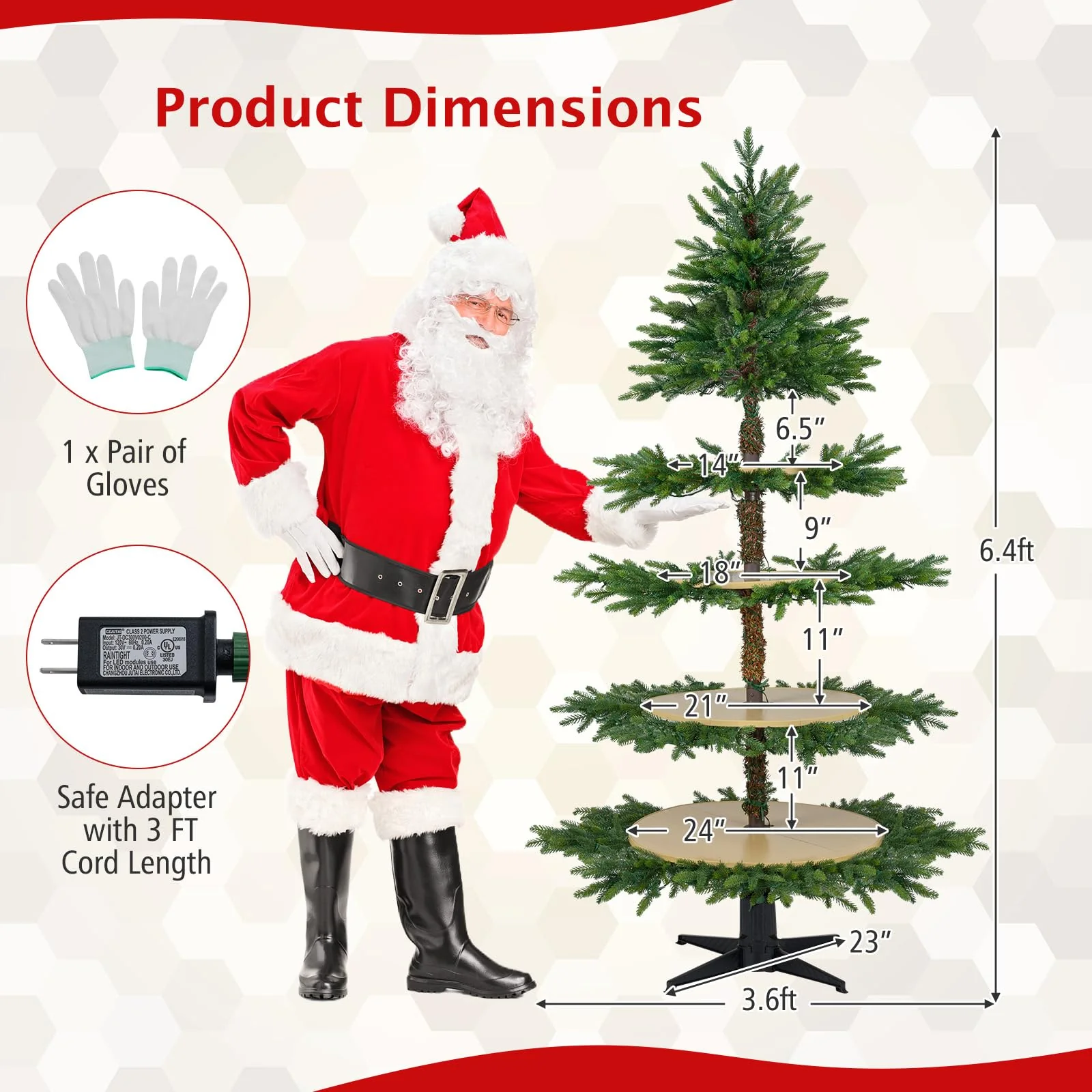 Goplus 6.4 FT Pre-Lit Artificial Christmas Tree with 360° Rotatable Base - Image 7