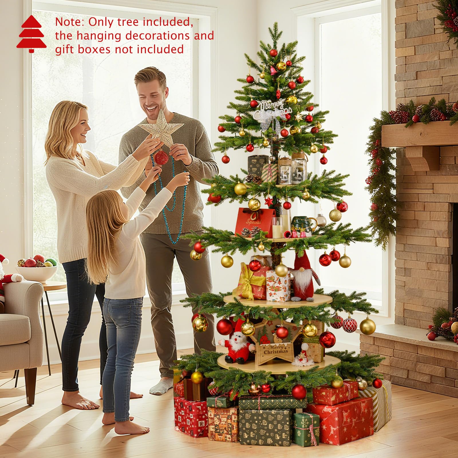Goplus 6.4 FT Pre-Lit Artificial Christmas Tree with 360° Rotatable Base - Image 8