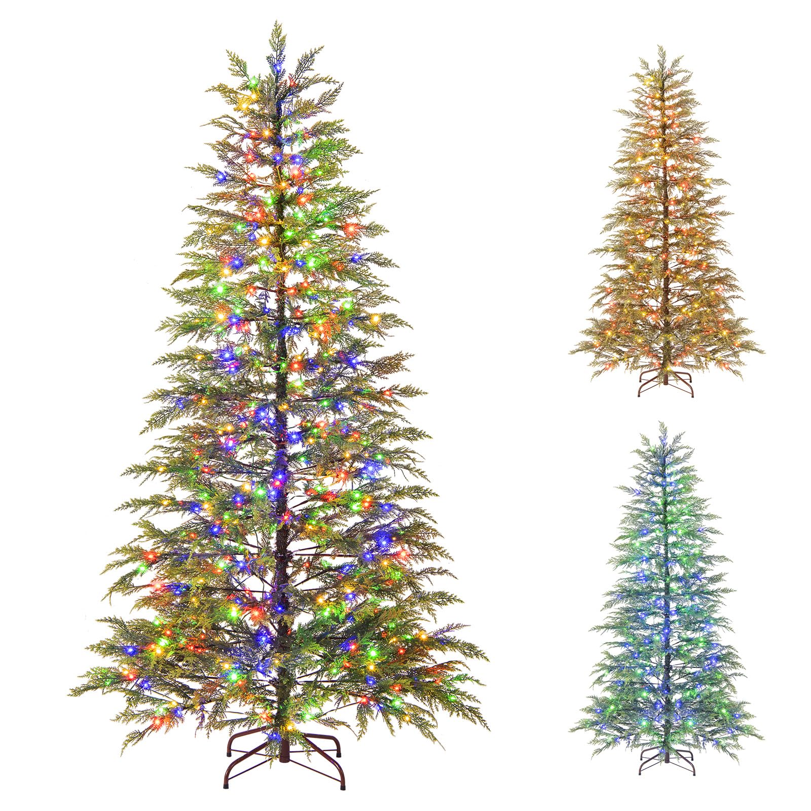 Goplus 6.5FT / 7.5FT Pre-Lit Hinged Sparse Xmas Fir Tree with Multicolored LED Lights - Image 11