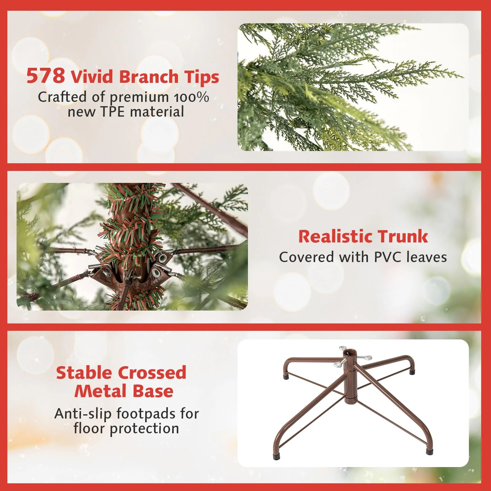 Goplus 6.5FT / 7.5FT Pre-Lit Hinged Sparse Xmas Fir Tree with Multicolored LED Lights - Image 5