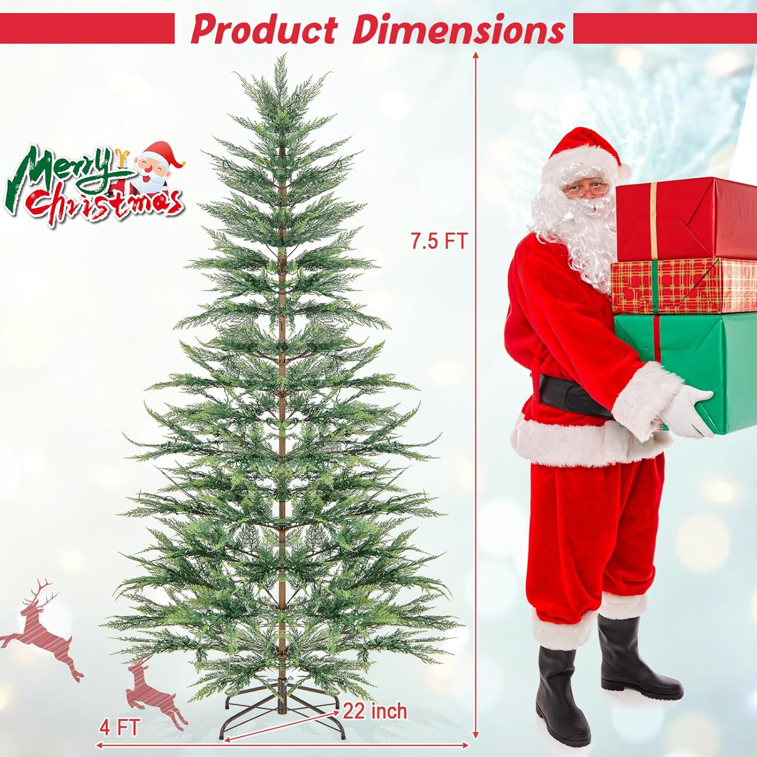 Goplus 6.5ft / 7.5ft Simulated Artificial Cypress Xmas Tree with Warm-White Fairy LED Lights - Image 10