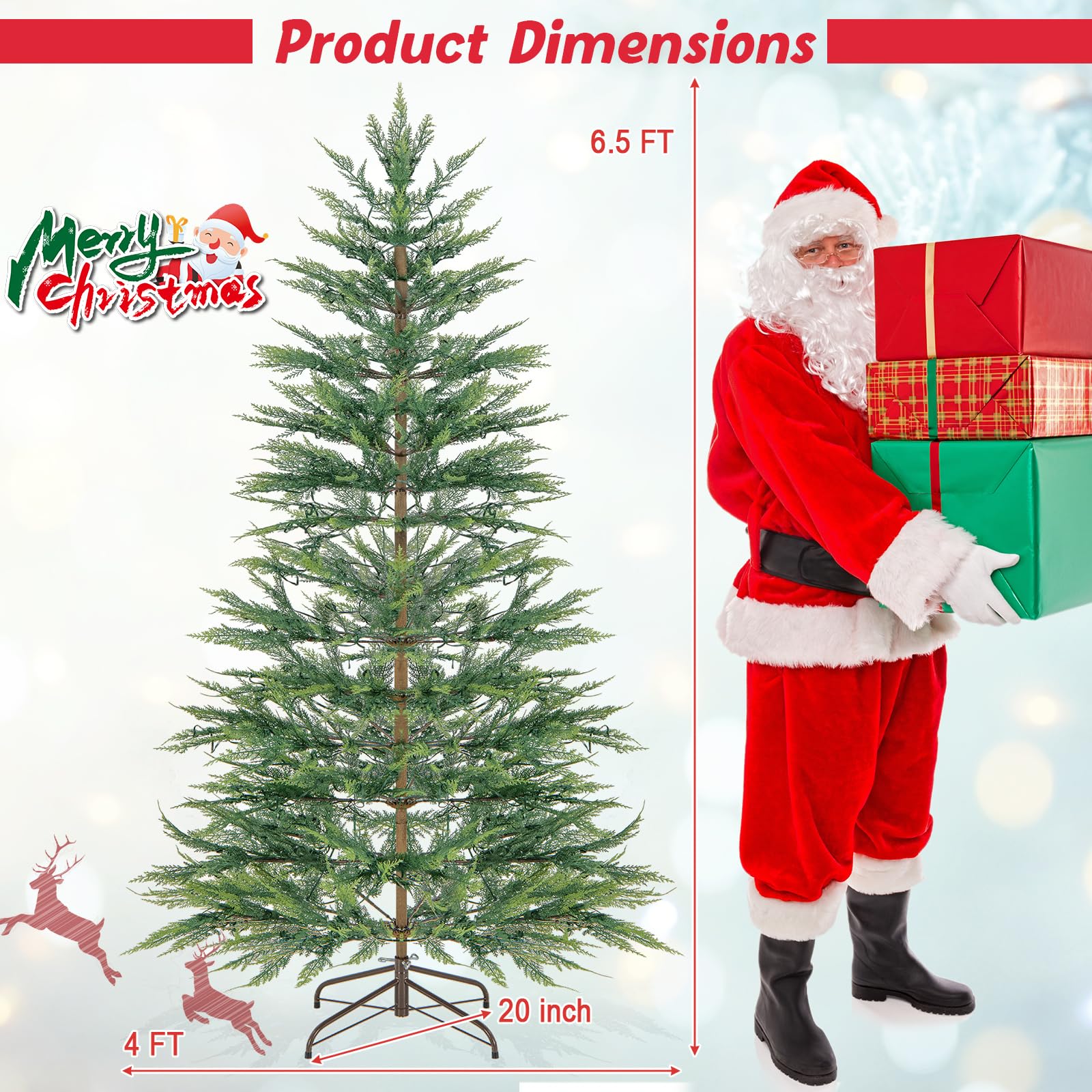 Goplus 6.5ft / 7.5ft Simulated Artificial Cypress Xmas Tree with Warm-White Fairy LED Lights - Image 7