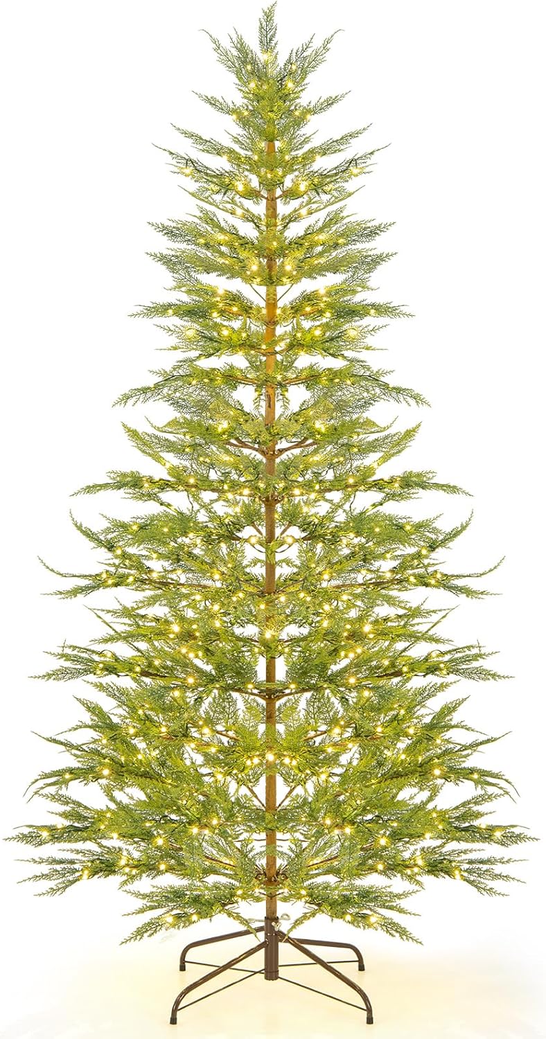 Goplus 6.5ft / 7.5ft Simulated Artificial Cypress Xmas Tree with Warm-White Fairy LED Lights - Image 9