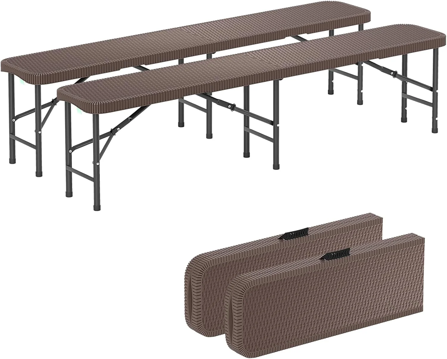Goplus 6 Feet Plastic Folding Bench, Portable Foldable Bench Seat with 1320 LBS Capacity, for Outside Picnic Party Camping Dining Soccer Events - Image 9