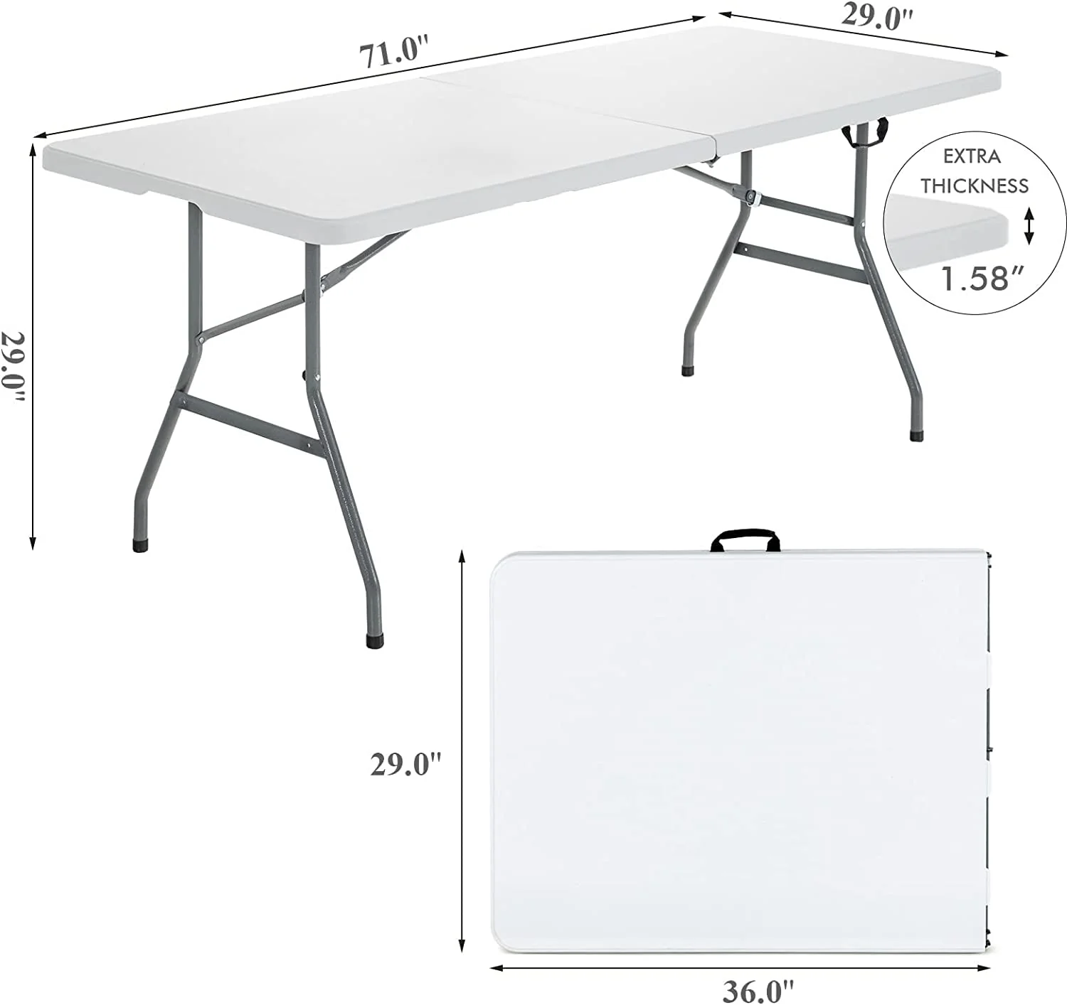 Goplus 6 FT 3-Piece Portable Picnic Table Bench Set, Weather-Resistant Plastic Folding Picnic Tables with Benches - Image 3