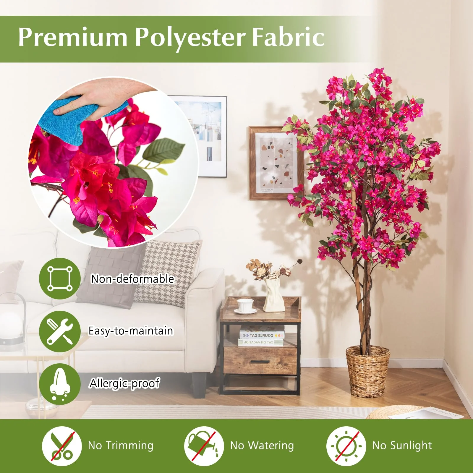 Goplus 6 FT Bougainvillea Artificial Tree Artificial Plants for Indoor Decor - Image 3