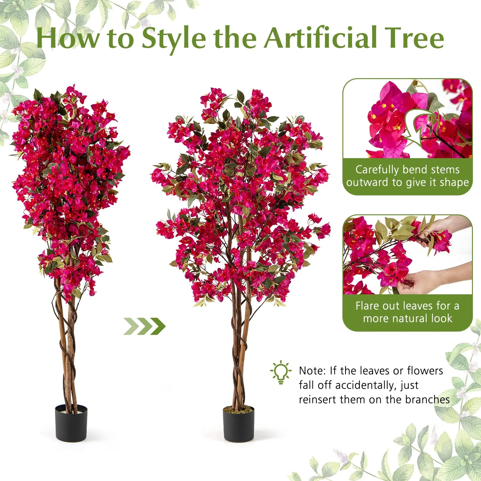 Goplus 6 FT Bougainvillea Artificial Tree Artificial Plants for Indoor Decor - Image 5