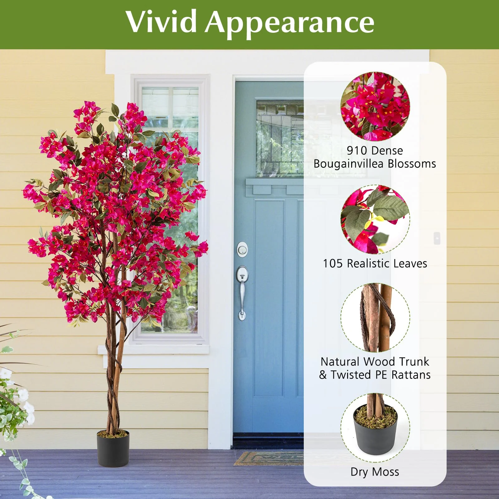 Goplus 6 FT Bougainvillea Artificial Tree Artificial Plants for Indoor Decor - Image 6