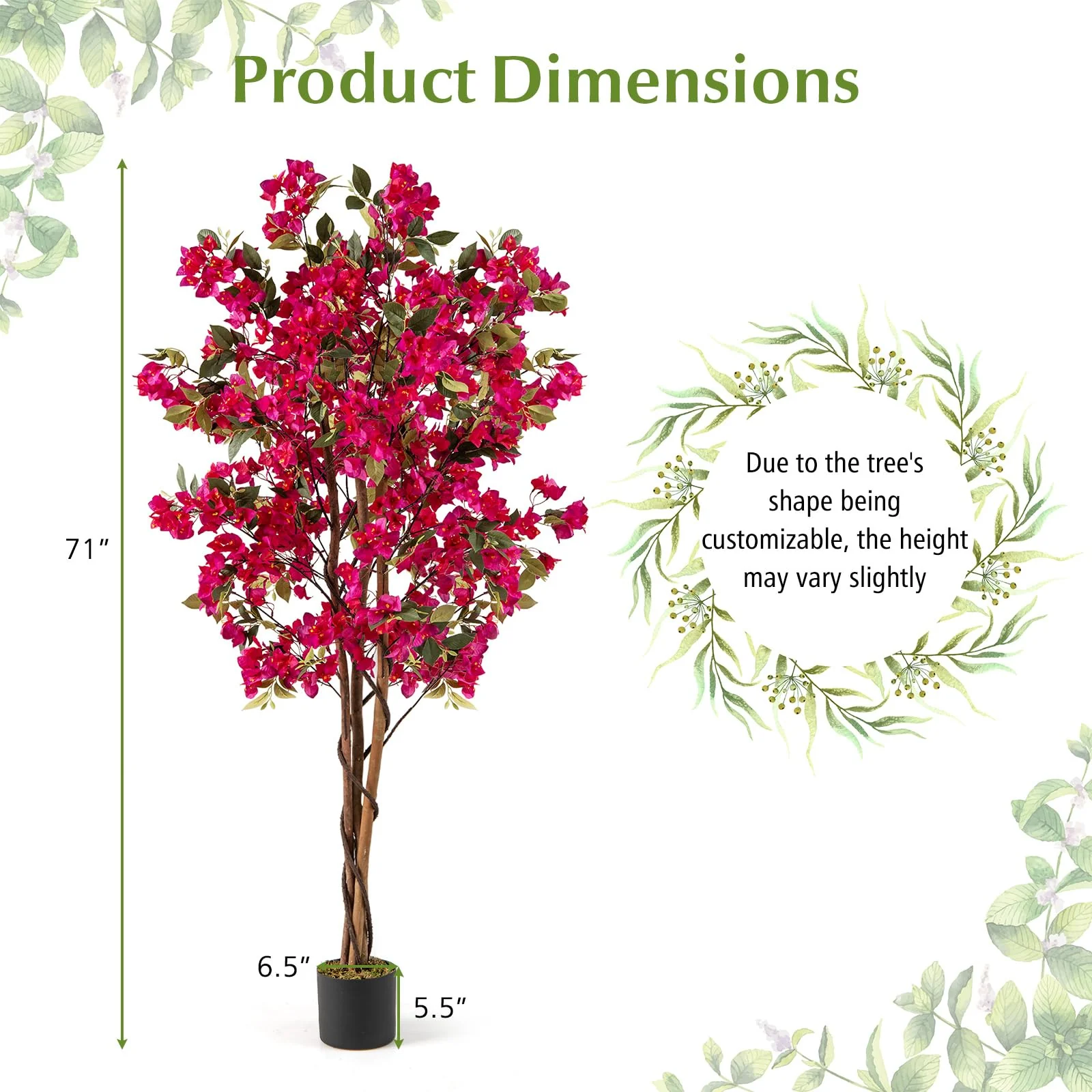 Goplus 6 FT Bougainvillea Artificial Tree Artificial Plants for Indoor Decor - Image 7