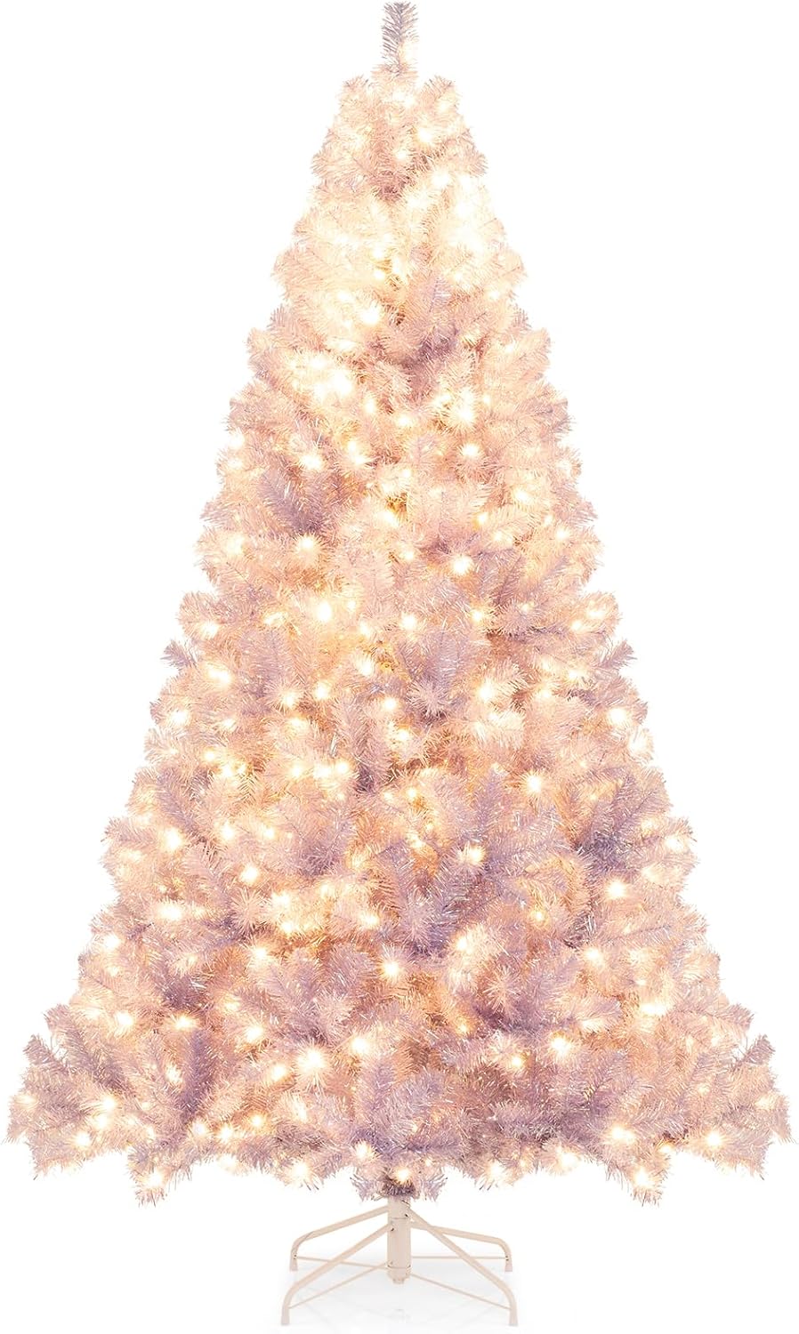 Goplus 6FT / 7.5FT Pre-Lit Tinsel Christmas Tree with Warm White LED Lights - Image 10
