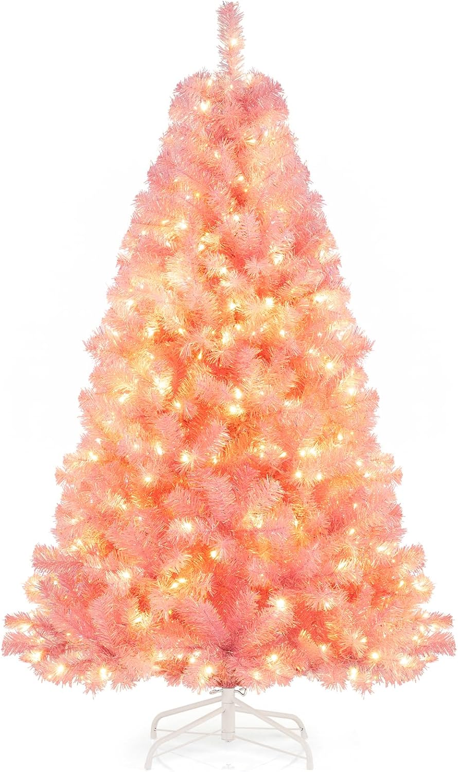Goplus 6FT / 7.5FT Pre-Lit Tinsel Christmas Tree with Warm White LED Lights - Image 11