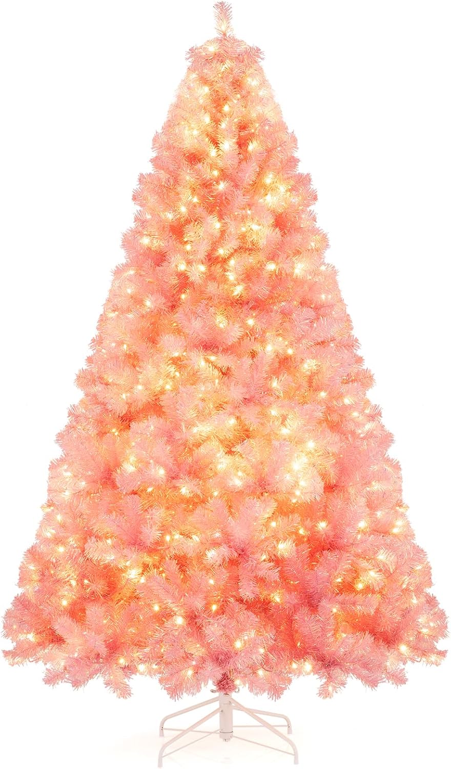 Goplus 6FT / 7.5FT Pre-Lit Tinsel Christmas Tree with Warm White LED Lights - Image 12