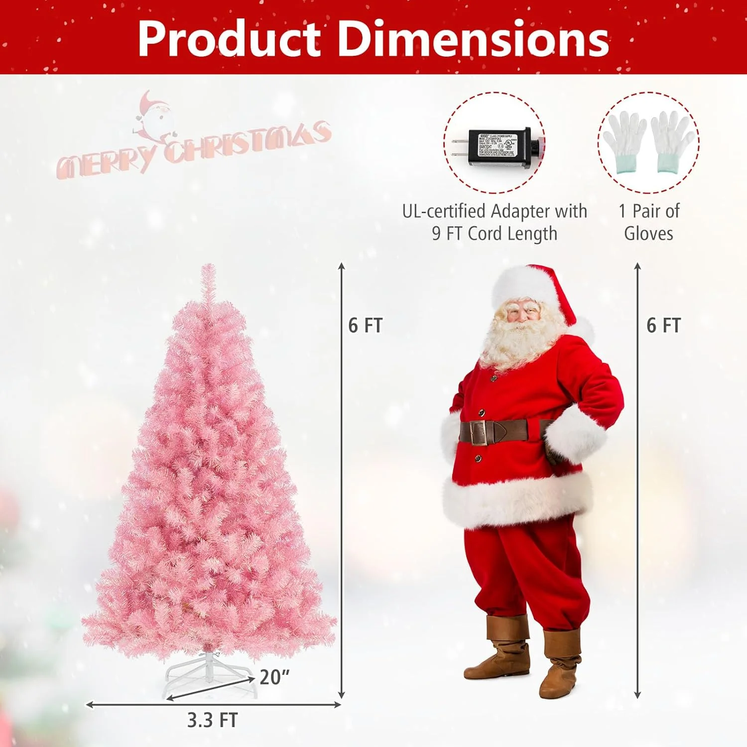 Goplus 6FT / 7.5FT Pre-Lit Tinsel Christmas Tree with Warm White LED Lights - Image 13