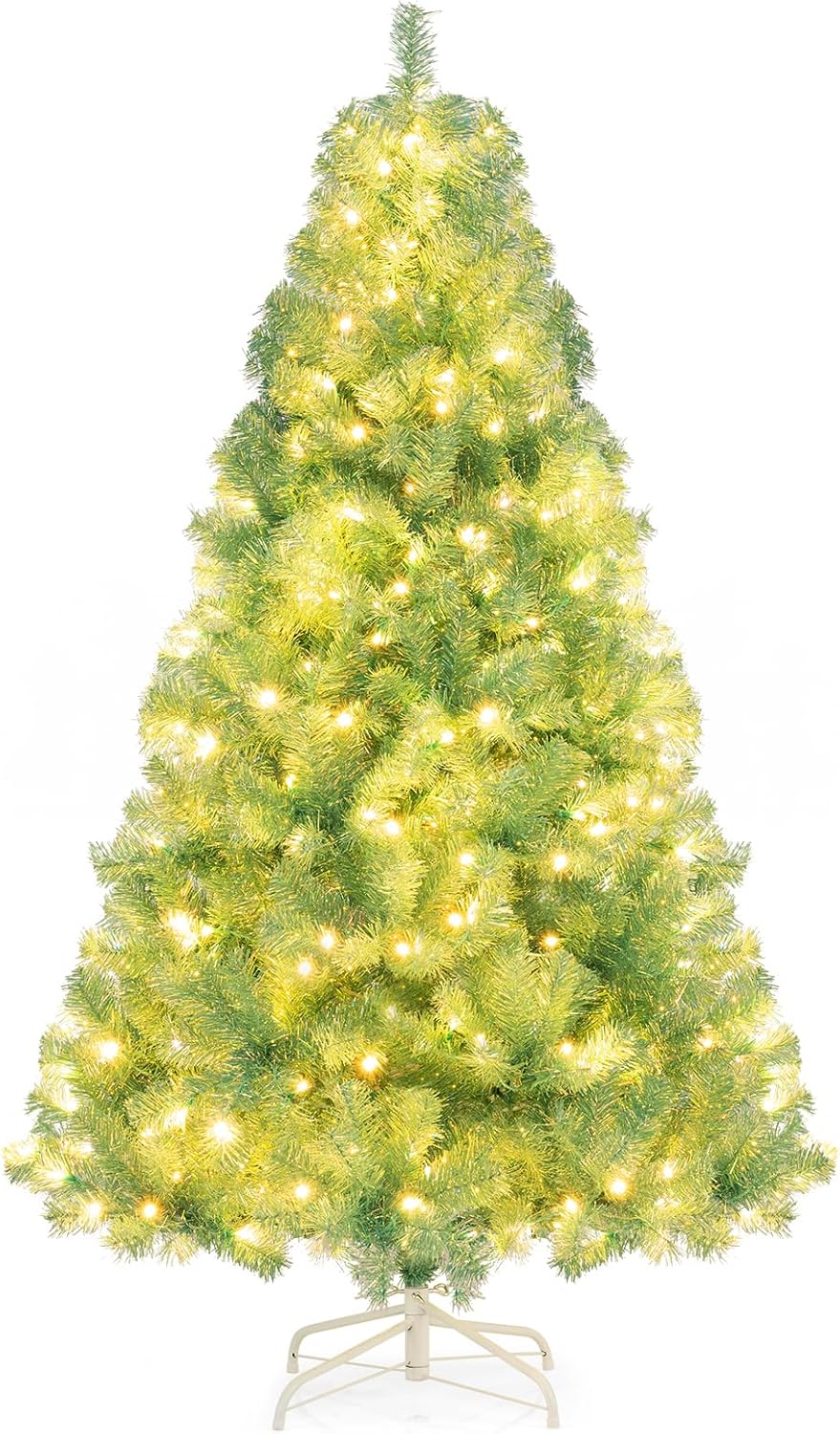 Goplus 6FT / 7.5FT Pre-Lit Tinsel Christmas Tree with Warm White LED Lights - Image 19