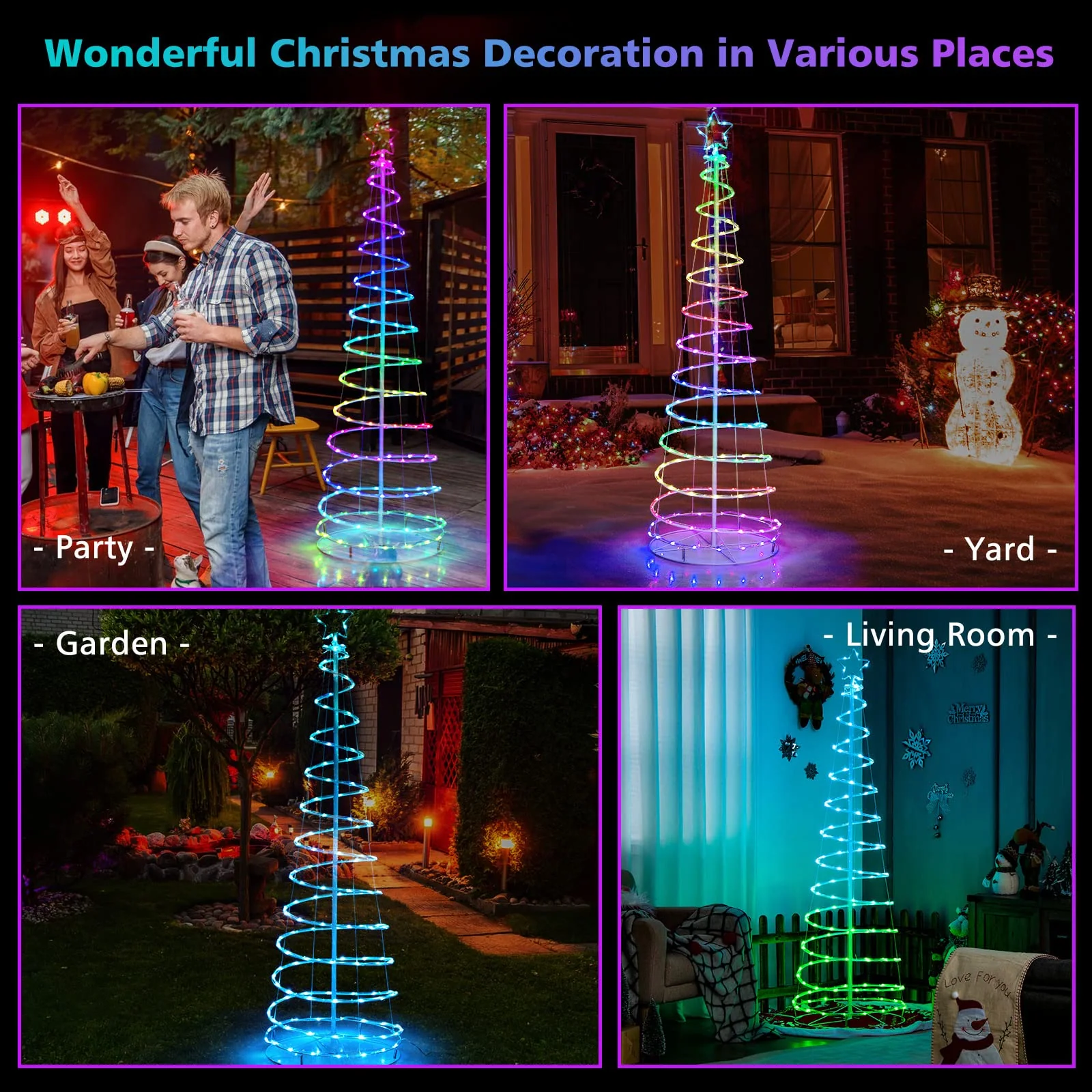 Goplus 6 FT Spiral Christmas Tree, Outdoor Led Christmas Tree with 135 LED Lights - Image 6