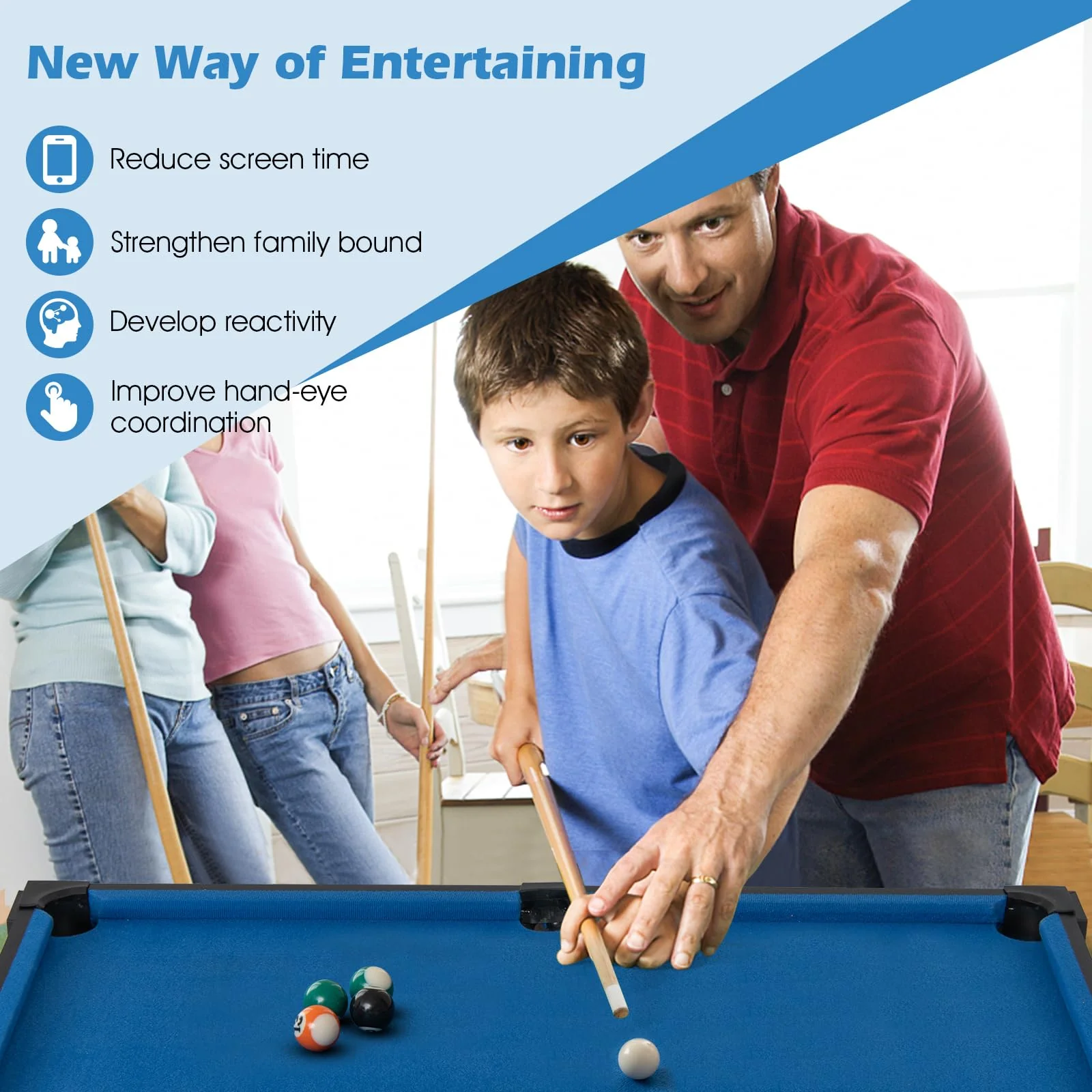 Goplus 6-in-1 Multi Game Table, Combo Game Table w/Basketball, Billiards, Ping Pong, Hockey, Shuffleboard, Bowling - Image 7