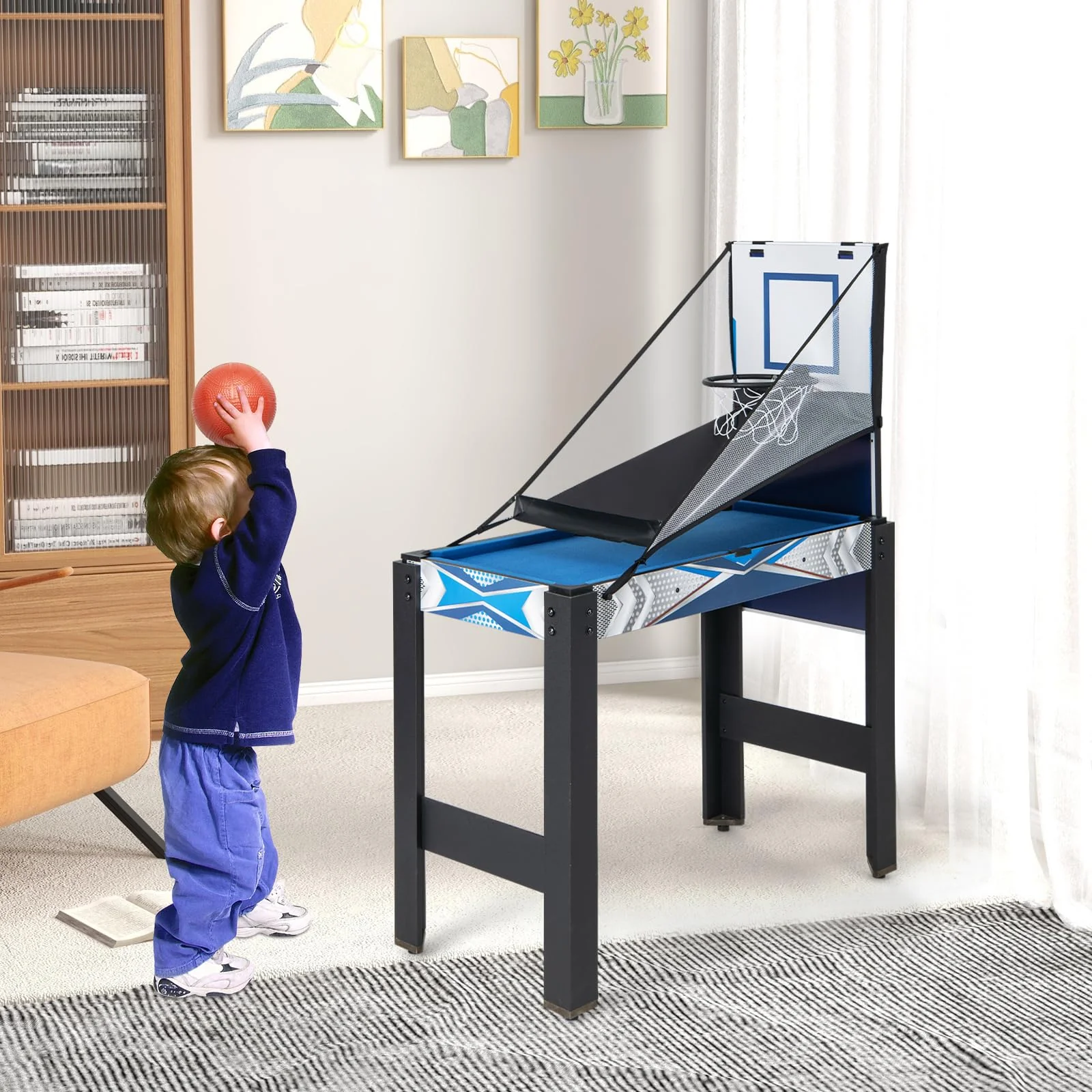 Goplus 6-in-1 Multi Game Table, Combo Game Table w/Basketball, Billiards, Ping Pong, Hockey, Shuffleboard, Bowling - Image 9