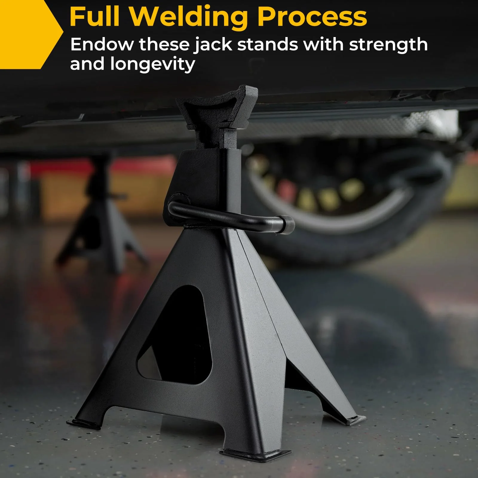 Goplus 6 Ton (13,000 lbs) Capacity Jack Stands, Heavy Duty Metal Car Lifting Stands with 14”-23” Adjustable Height, Self-Locking Floor Jack Stands - Image 5
