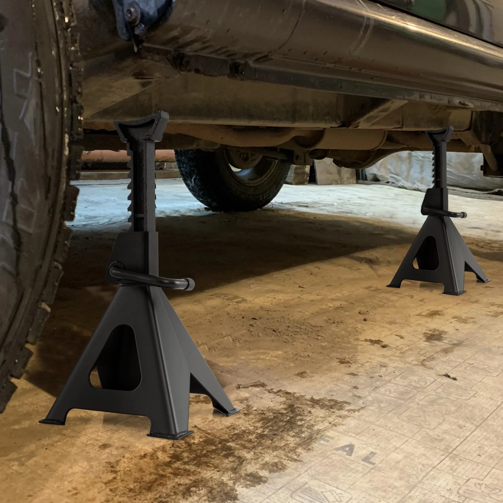 Goplus 6 Ton (13,000 lbs) Capacity Jack Stands, Heavy Duty Metal Car Lifting Stands with 14”-23” Adjustable Height, Self-Locking Floor Jack Stands - Image 8