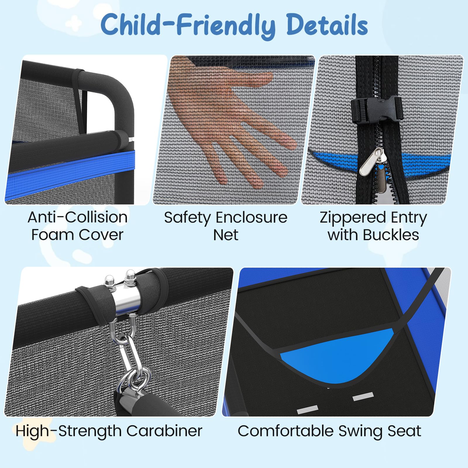 Goplus 6 x 4 FT Rectangle Kids Trampoline with Swing for Children Boys Girls - Image 5