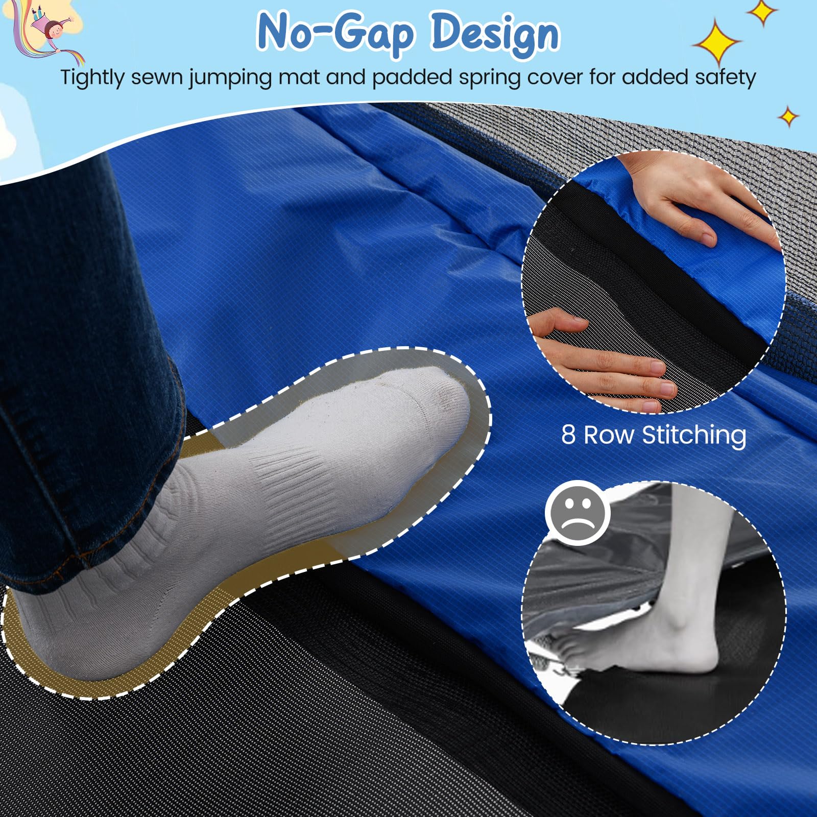 Goplus 6 x 4 FT Rectangle Kids Trampoline with Swing for Children Boys Girls - Image 6