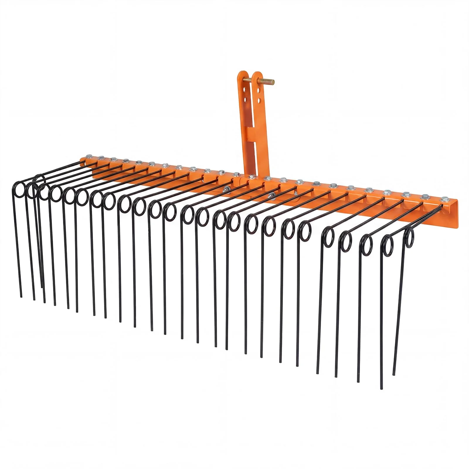 Goplus 60" Pine Straw Rake Tow Behind Landscape Rake with 26 Metal Coil Tines for Leaves Grass