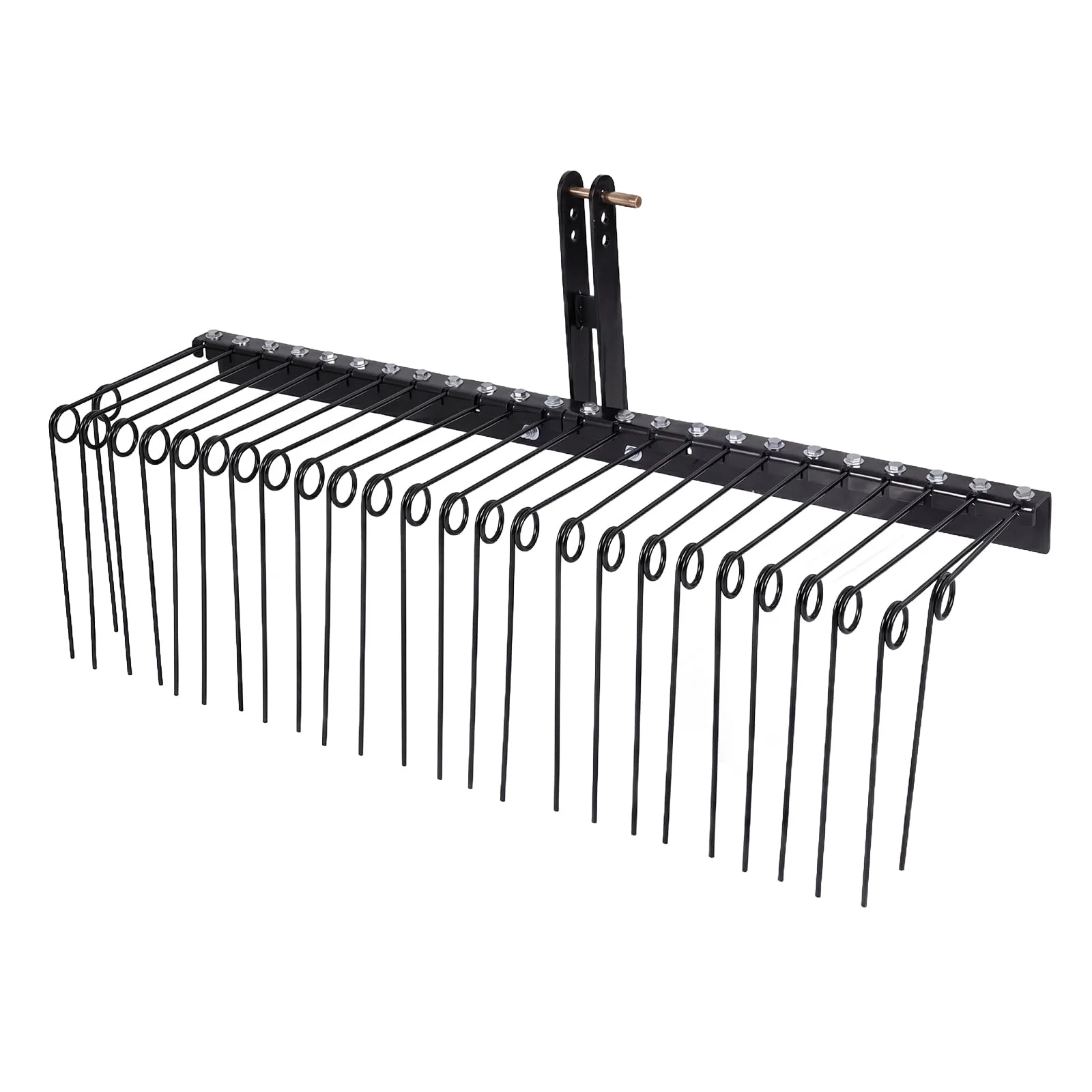 Goplus 60" Pine Straw Rake Tow Behind Landscape Rake with 26 Metal Coil Tines for Leaves Grass - Image 2