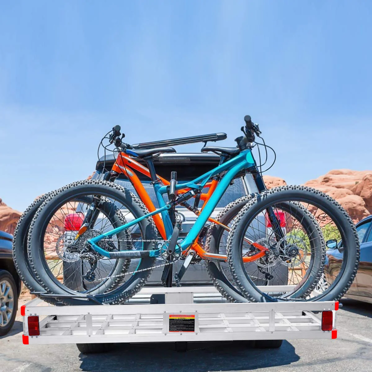 Goplus 60" x 22" Hitch Mount Cargo Carrier, Aluminum Luggage Basket Rack Fits 2" Receiver - Image 2
