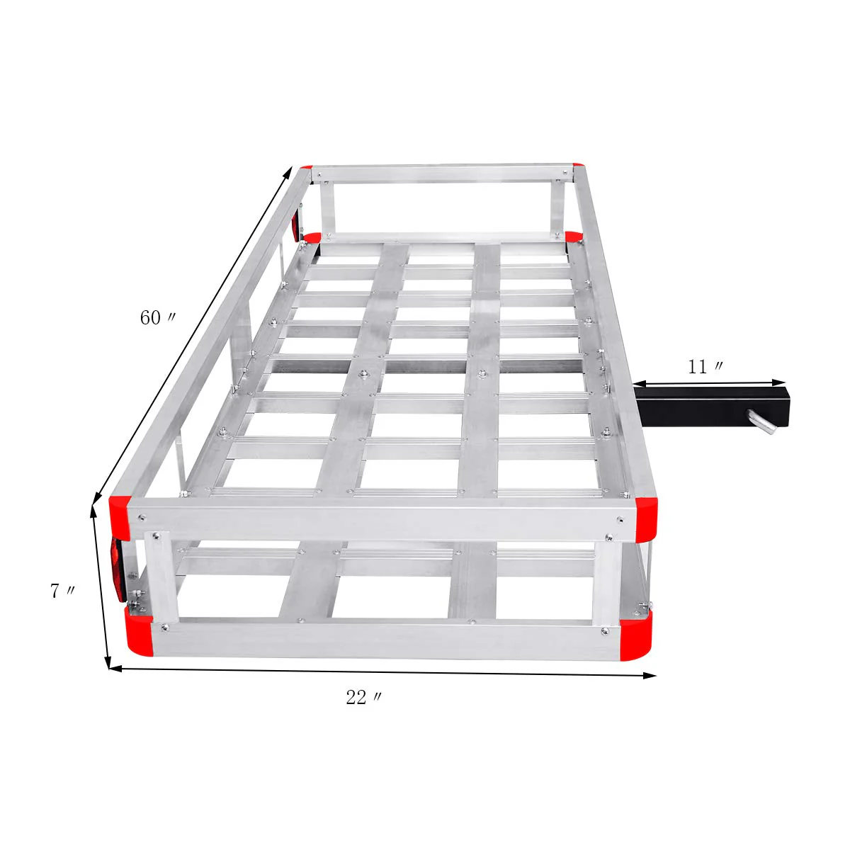 Goplus 60" x 22" Hitch Mount Cargo Carrier, Aluminum Luggage Basket Rack Fits 2" Receiver - Image 6