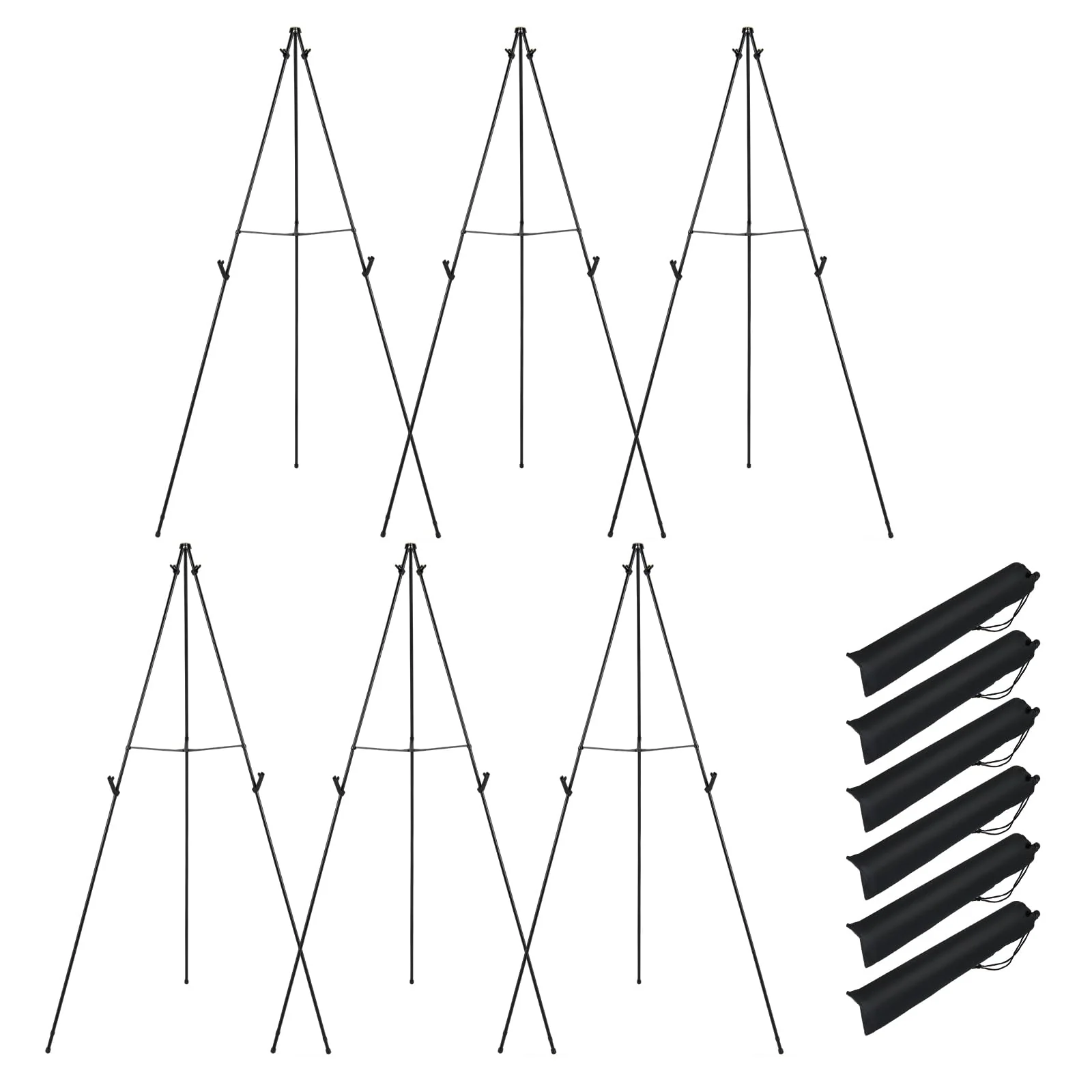 Goplus 65" Metal Easel Stand Set w/Movable Card Slots & Anti-Slip Foot Pads (6-Pack)