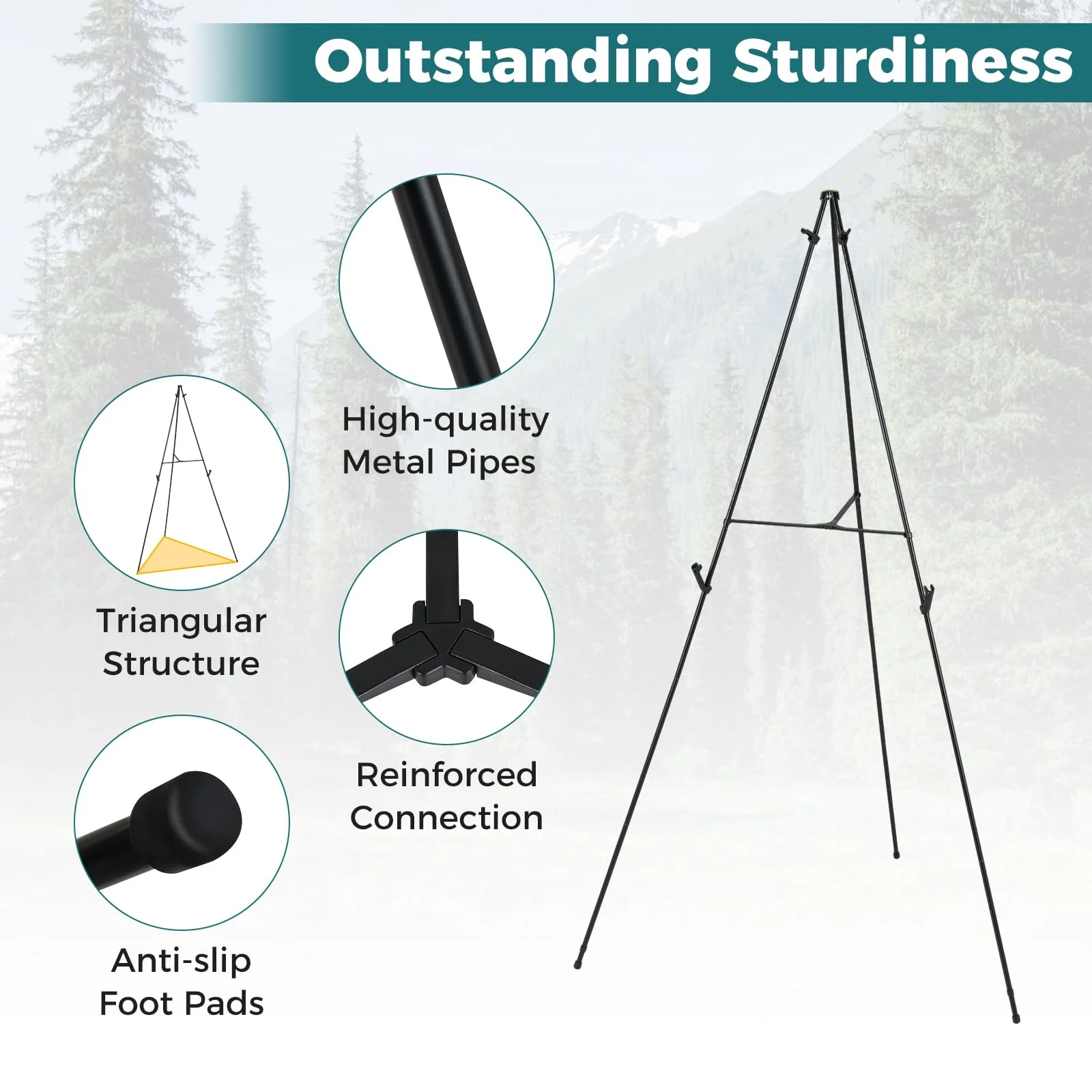 Goplus 65" Metal Easel Stand Set w/Movable Card Slots & Anti-Slip Foot Pads (6-Pack) - Image 5