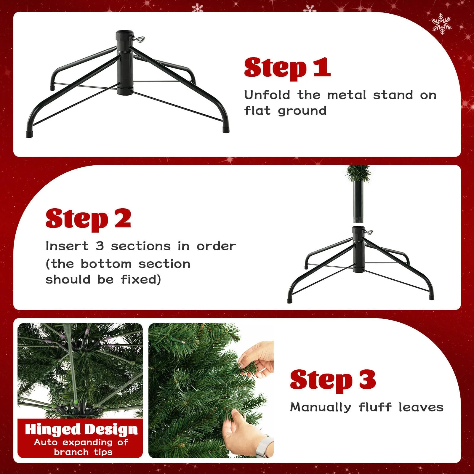 Goplus 6ft/7ft/8ft Pre-Lit Artificial Christmas Tree with Storage Bag, for Office Home Decor - Image 4