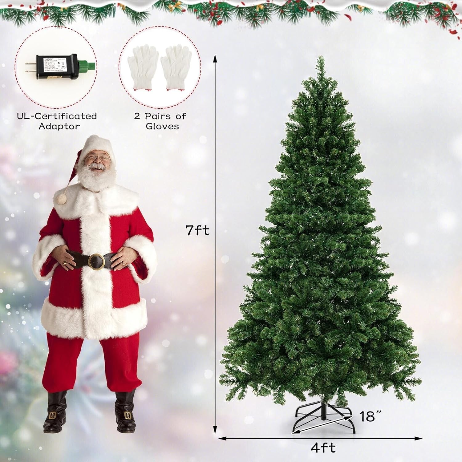 Goplus 6ft/7ft/8ft Pre-Lit Artificial Christmas Tree with Storage Bag, for Office Home Decor - Image 8