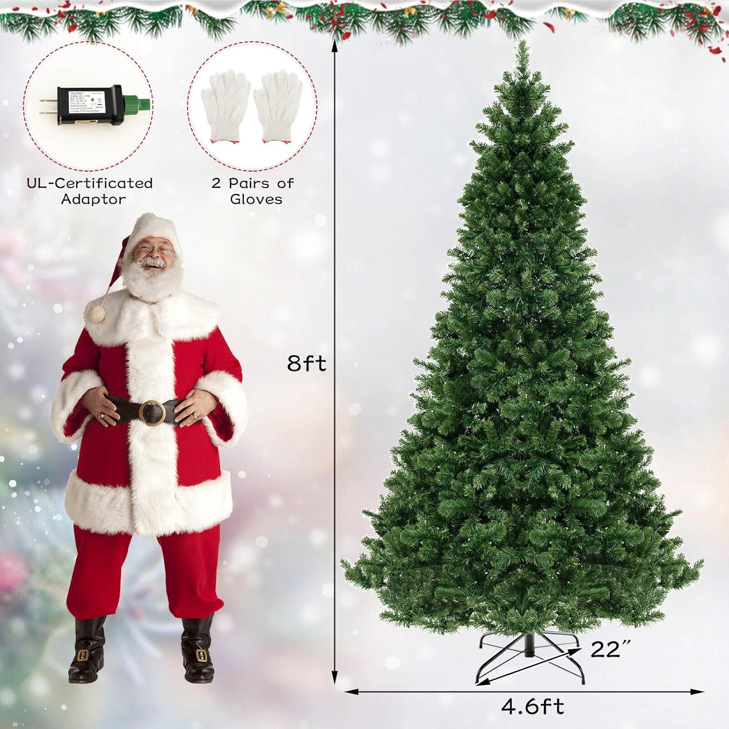 Goplus 6ft/7ft/8ft Pre-Lit Artificial Christmas Tree with Storage Bag, for Office Home Decor - Image 9