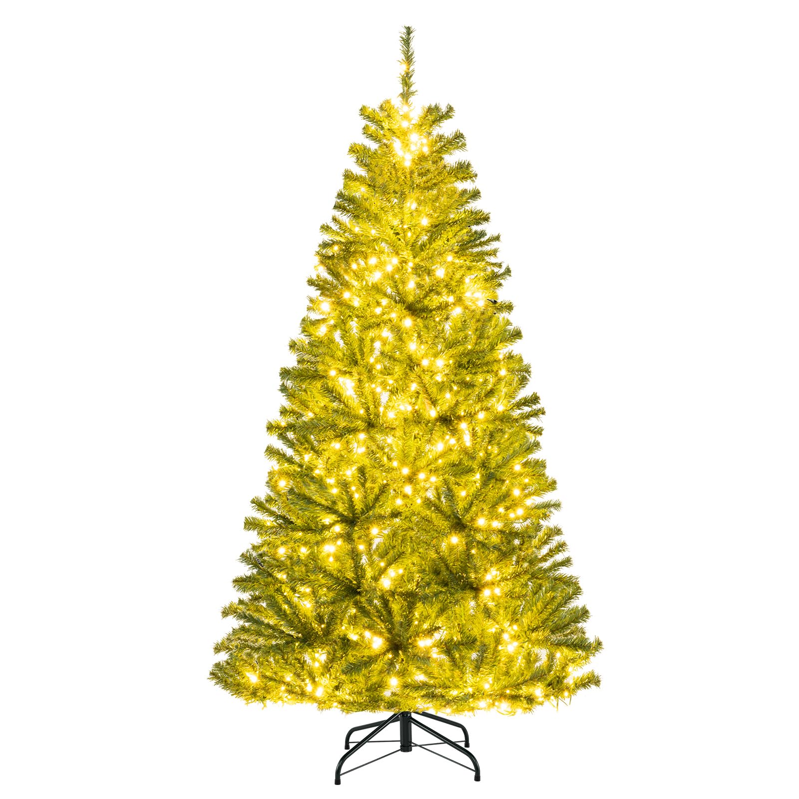 Goplus 6FT | 7FT | 8FT Pre-Lit Remote Control Artificial Christmas Tree with Warm White LED Lights