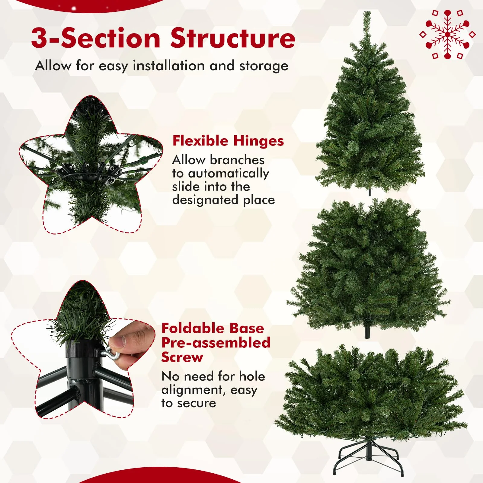 Goplus 6FT | 7FT | 8FT Pre-Lit Remote Control Artificial Christmas Tree with Warm White LED Lights - Image 5